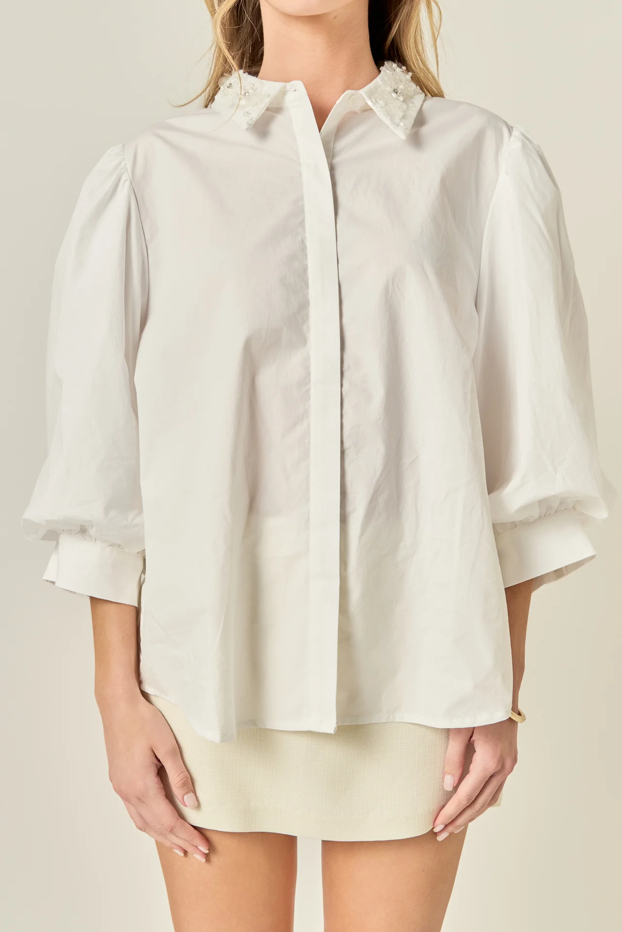 Amelie Rhinestone Trim Shirt - Image 3