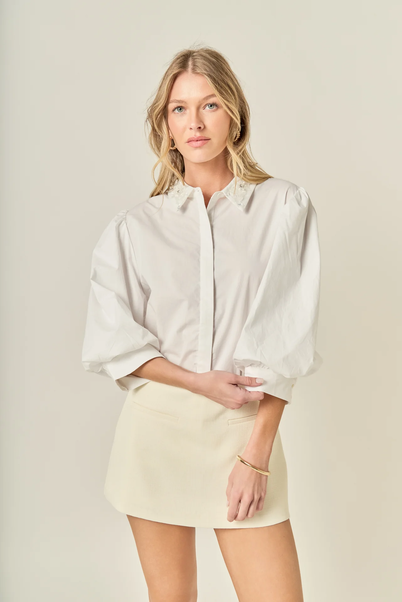 Amelie Rhinestone Trim Shirt - Image 6