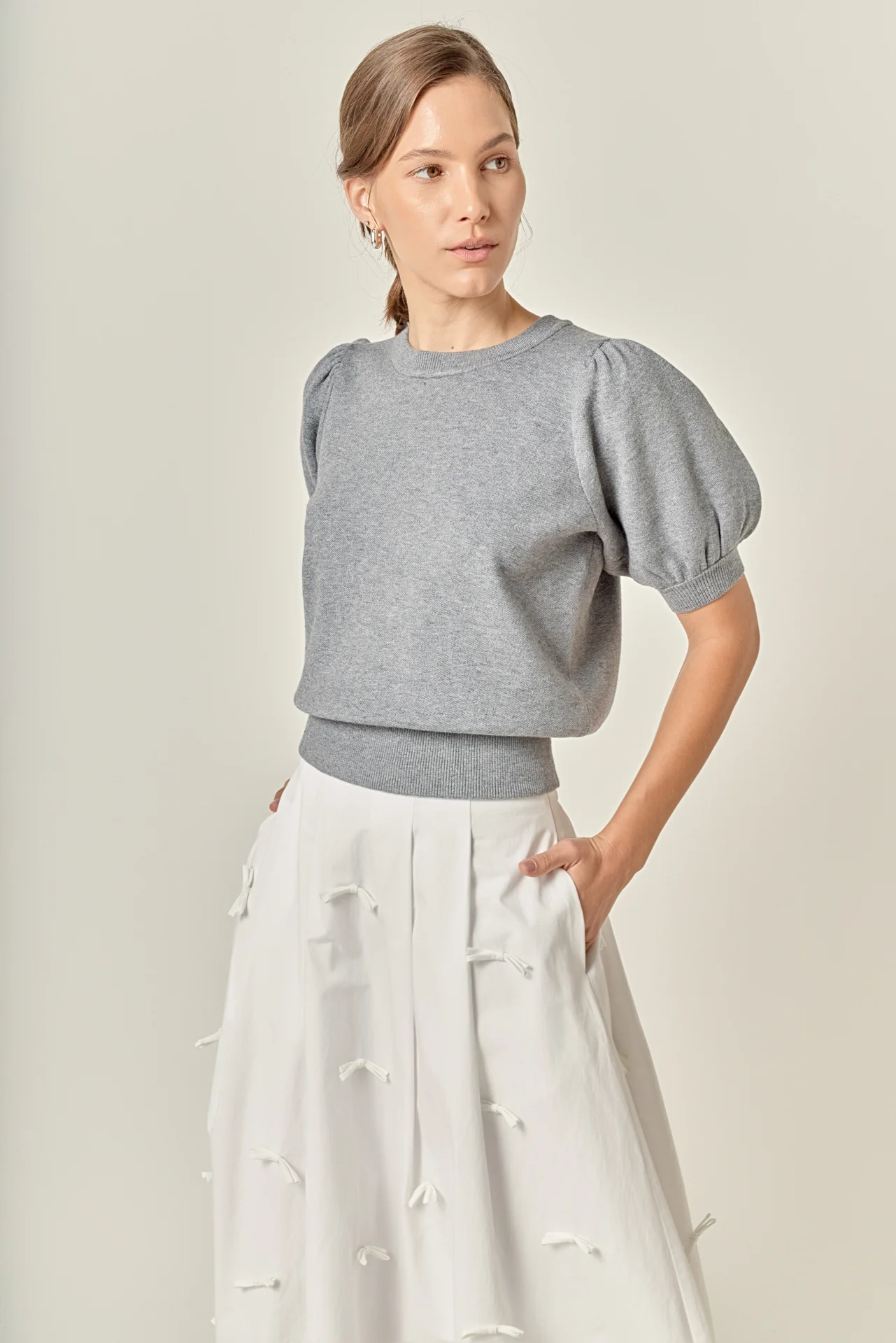 Short Puff Sleeve Knit Top - Image 10