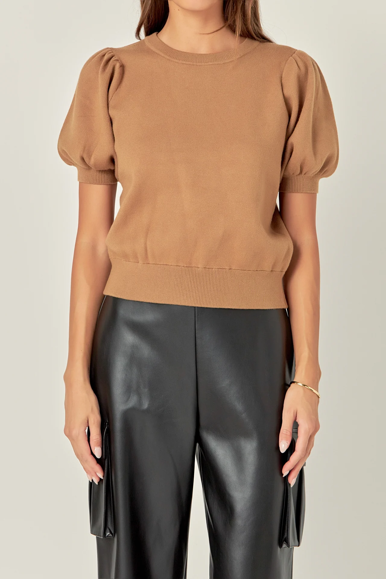 Short Puff Sleeve Knit Top - Image 12