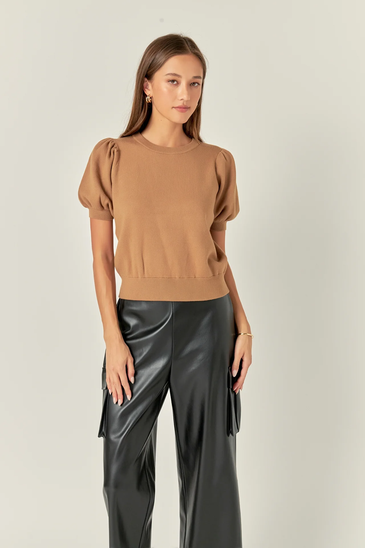 Short Puff Sleeve Knit Top - Image 15