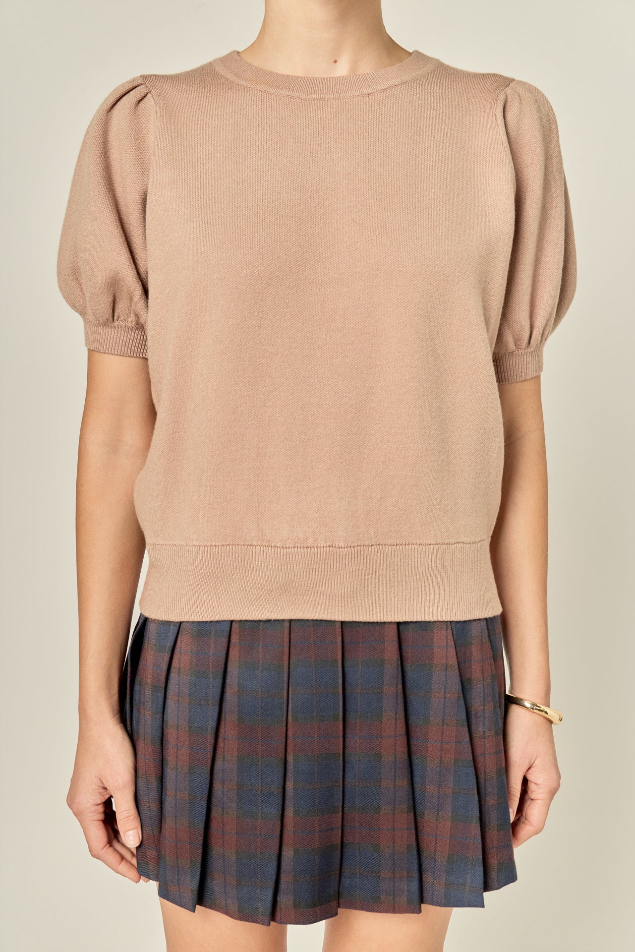 Short Puff Sleeve Knit Top - Image 2