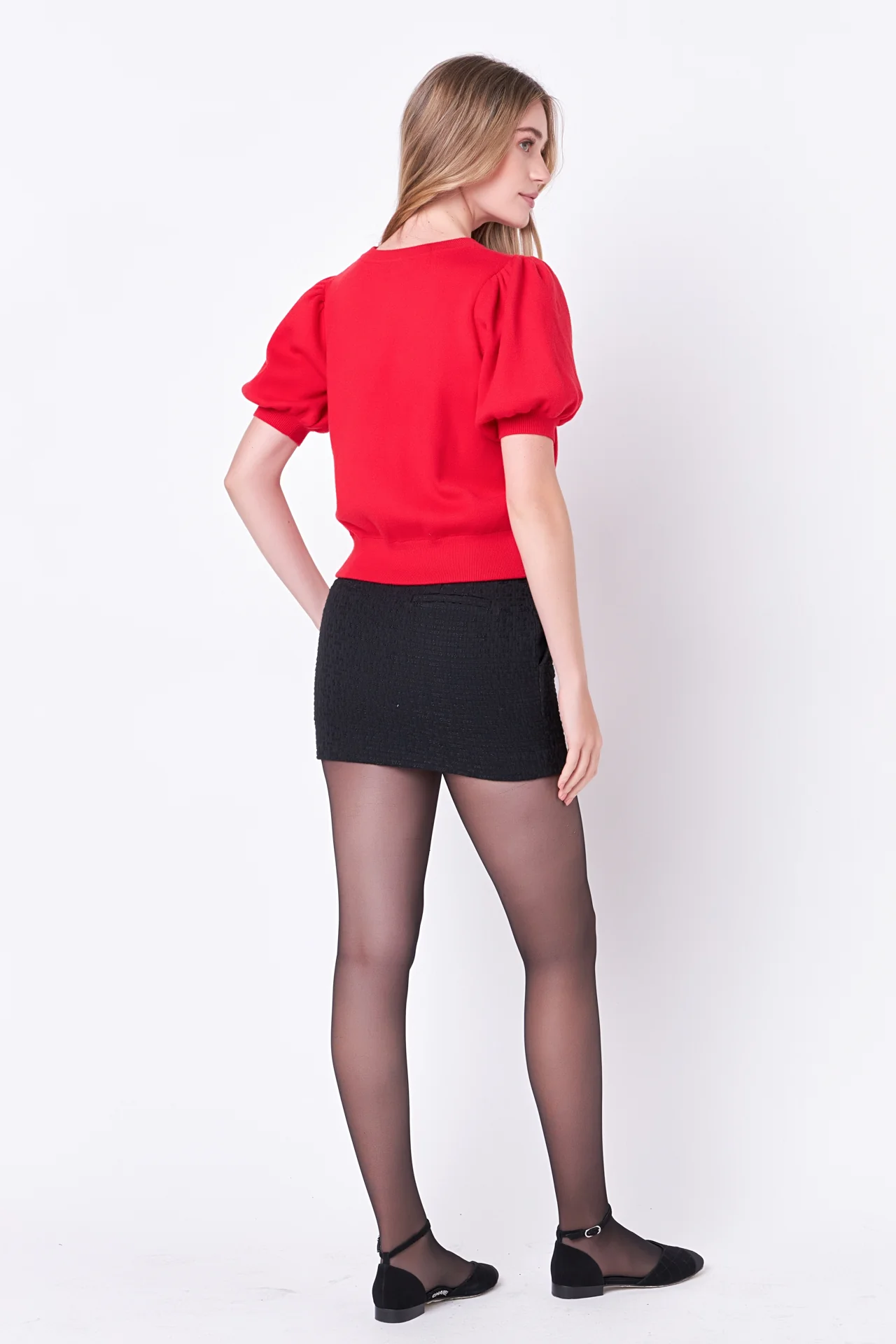 Short Puff Sleeve Knit Top - Image 24