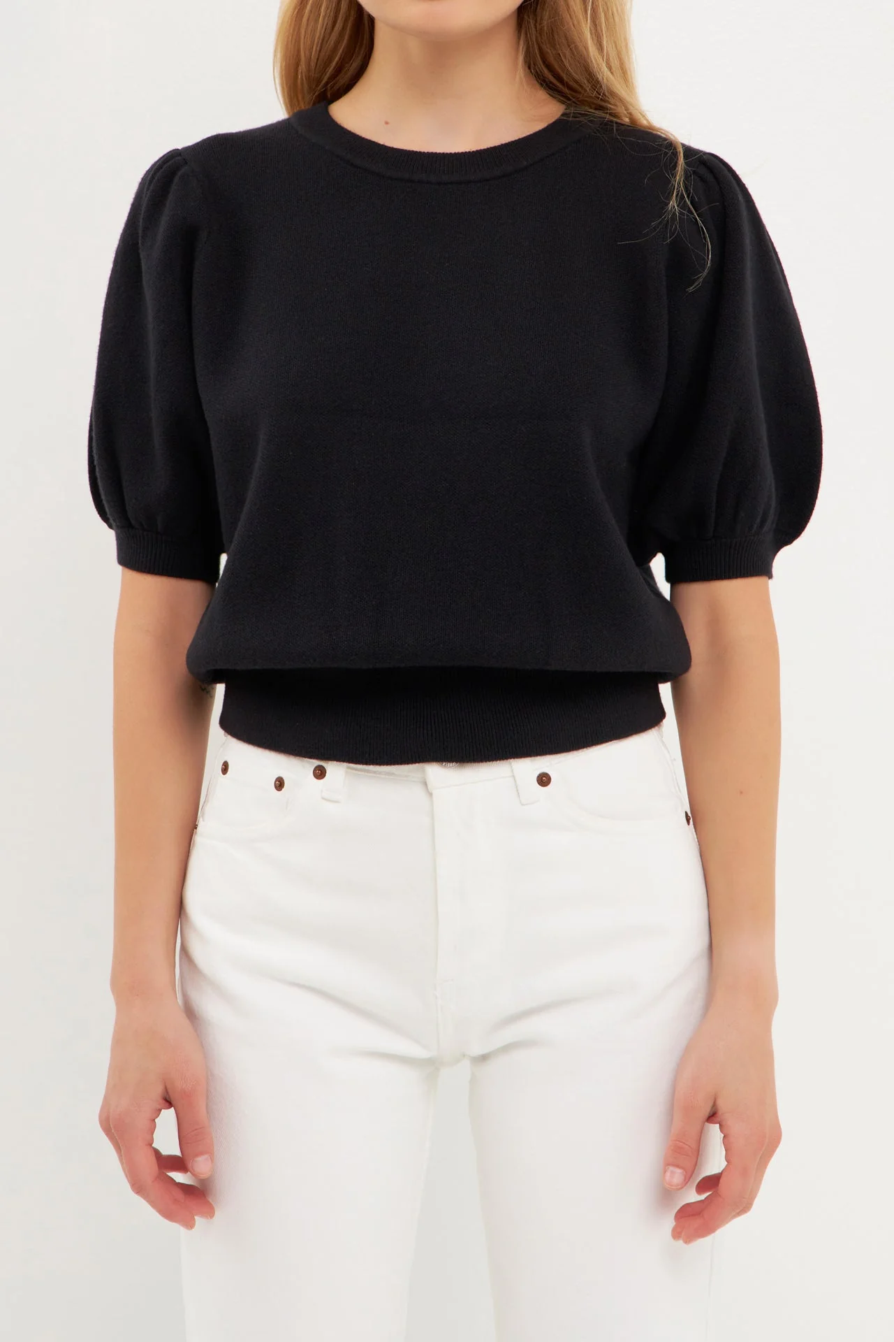 Short Puff Sleeve Knit Top - Image 27