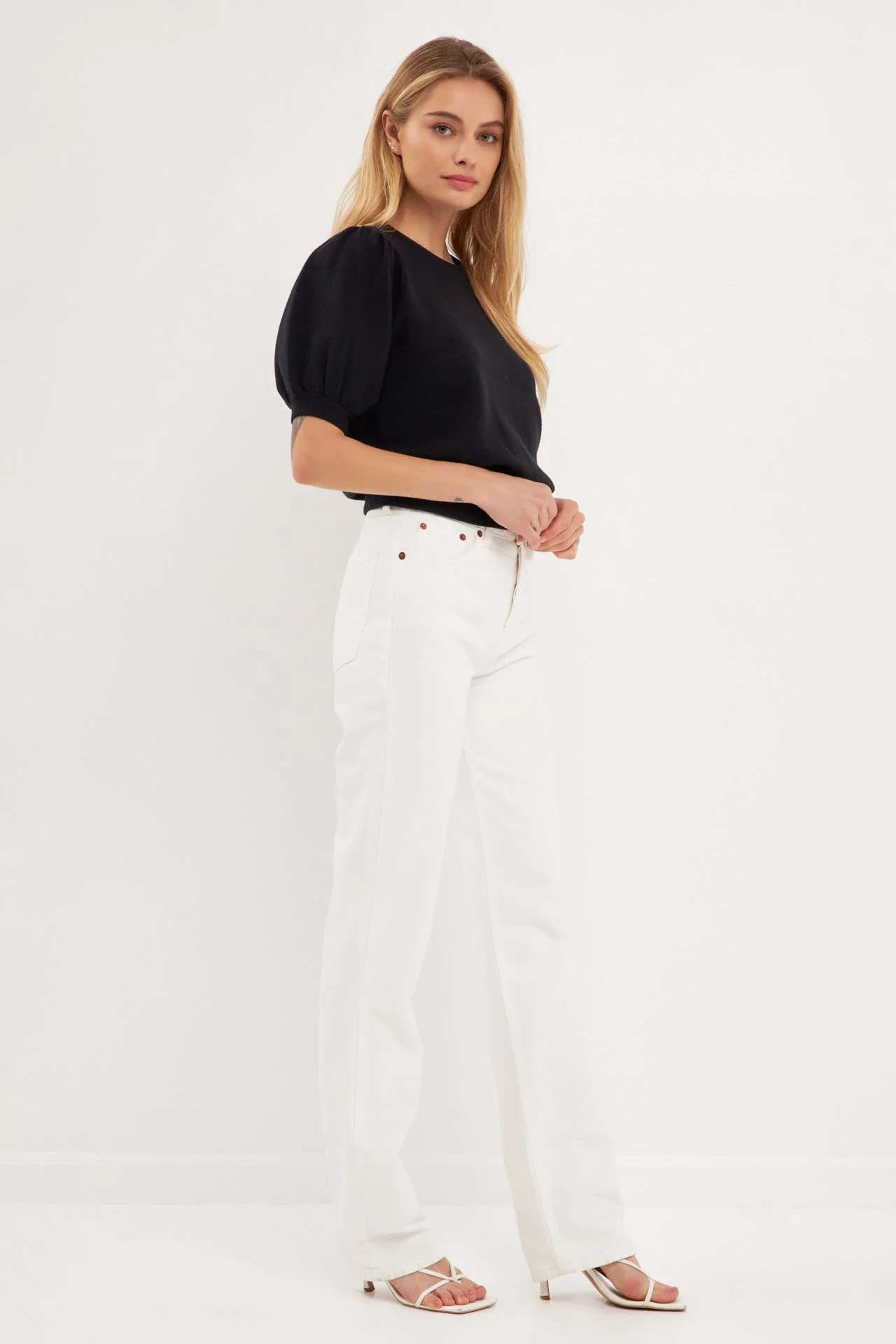 Short Puff Sleeve Knit Top - Image 28