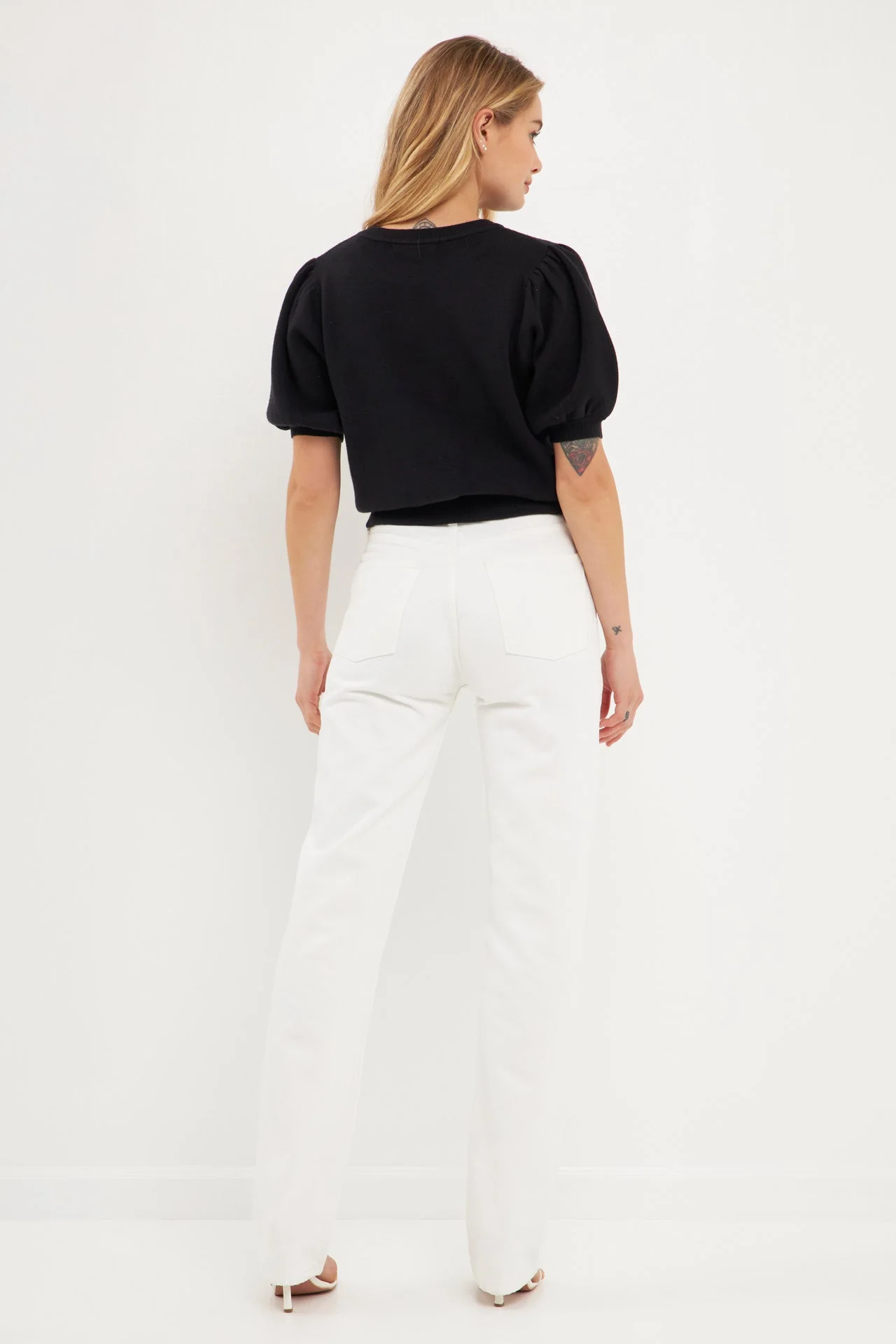 Short Puff Sleeve Knit Top - Image 29