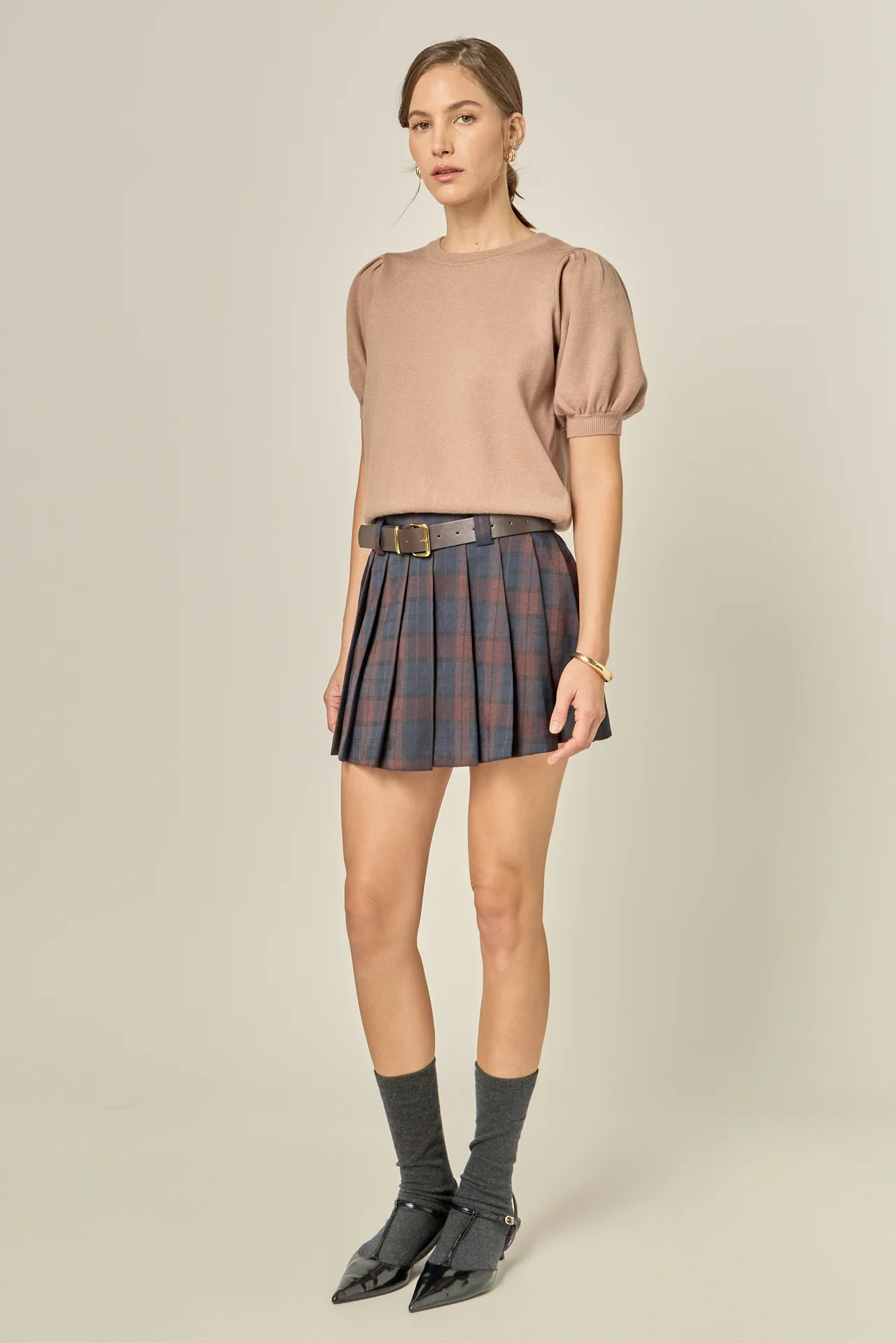 Short Puff Sleeve Knit Top - Image 3