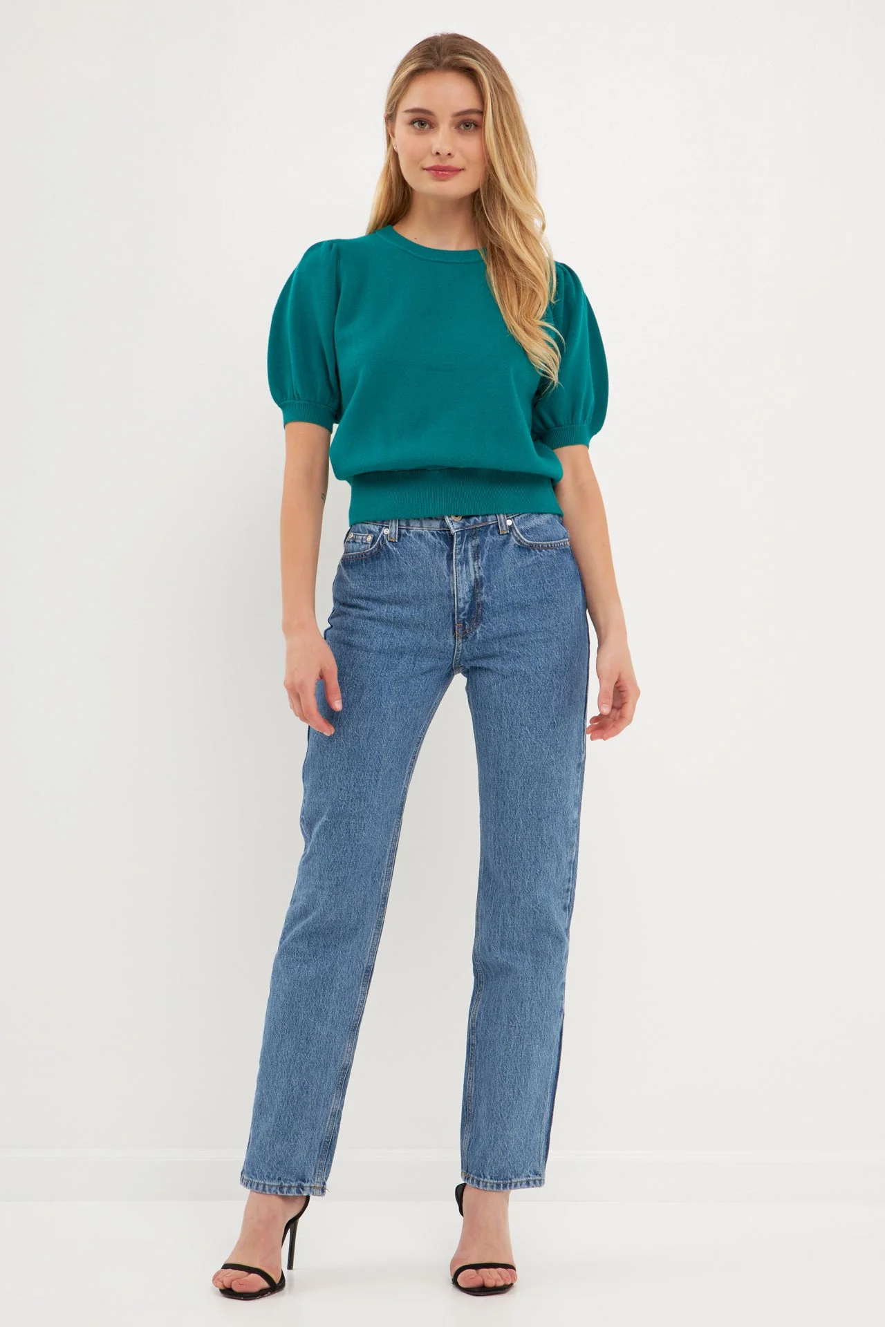 Short Puff Sleeve Knit Top - Image 36