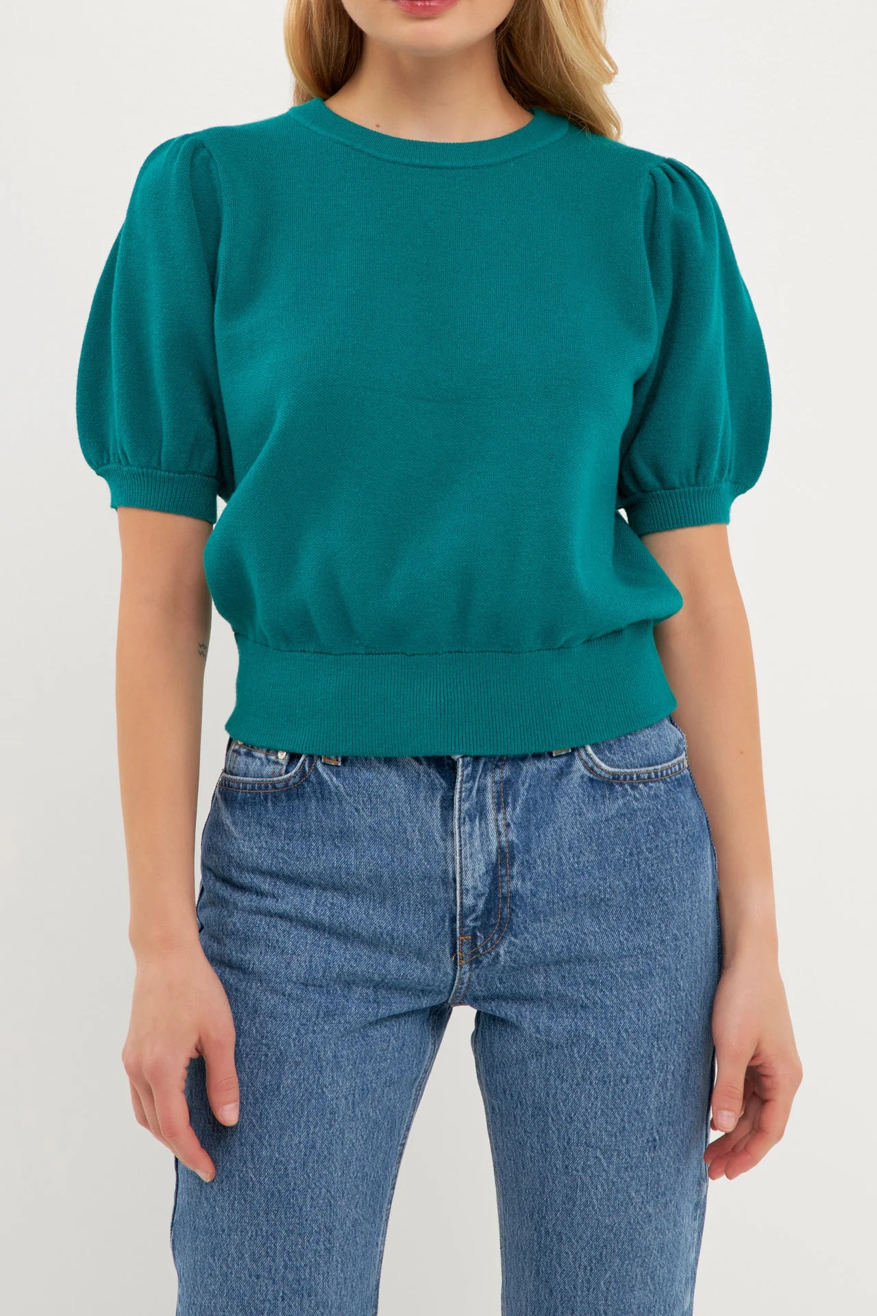 Short Puff Sleeve Knit Top - Image 37