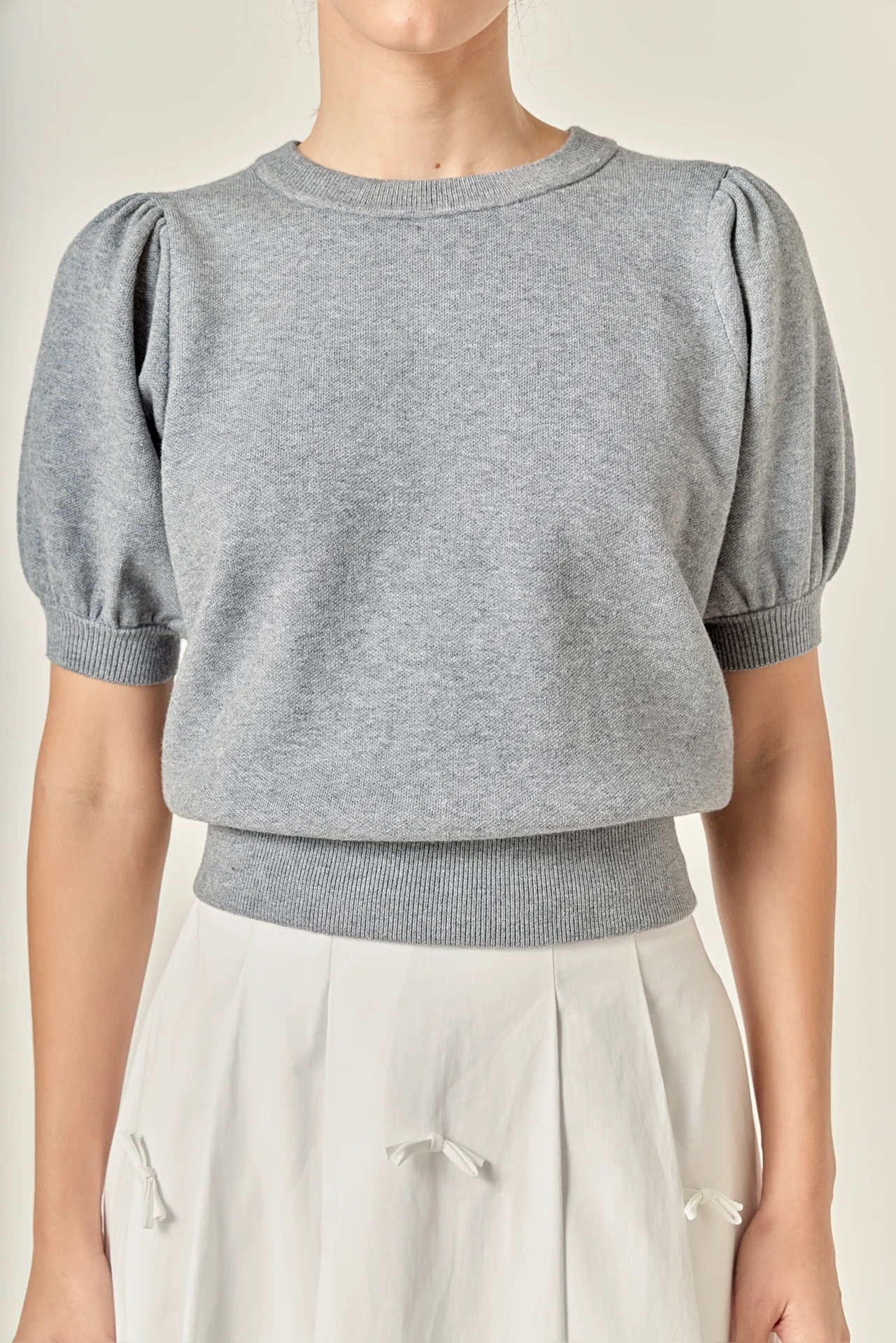 Short Puff Sleeve Knit Top - Image 7