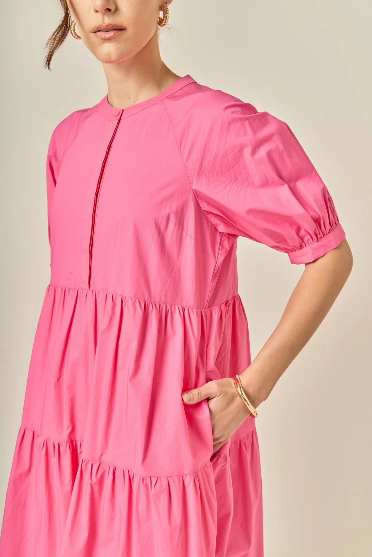 Short Puff Sleeve Midi Dress - Image 11