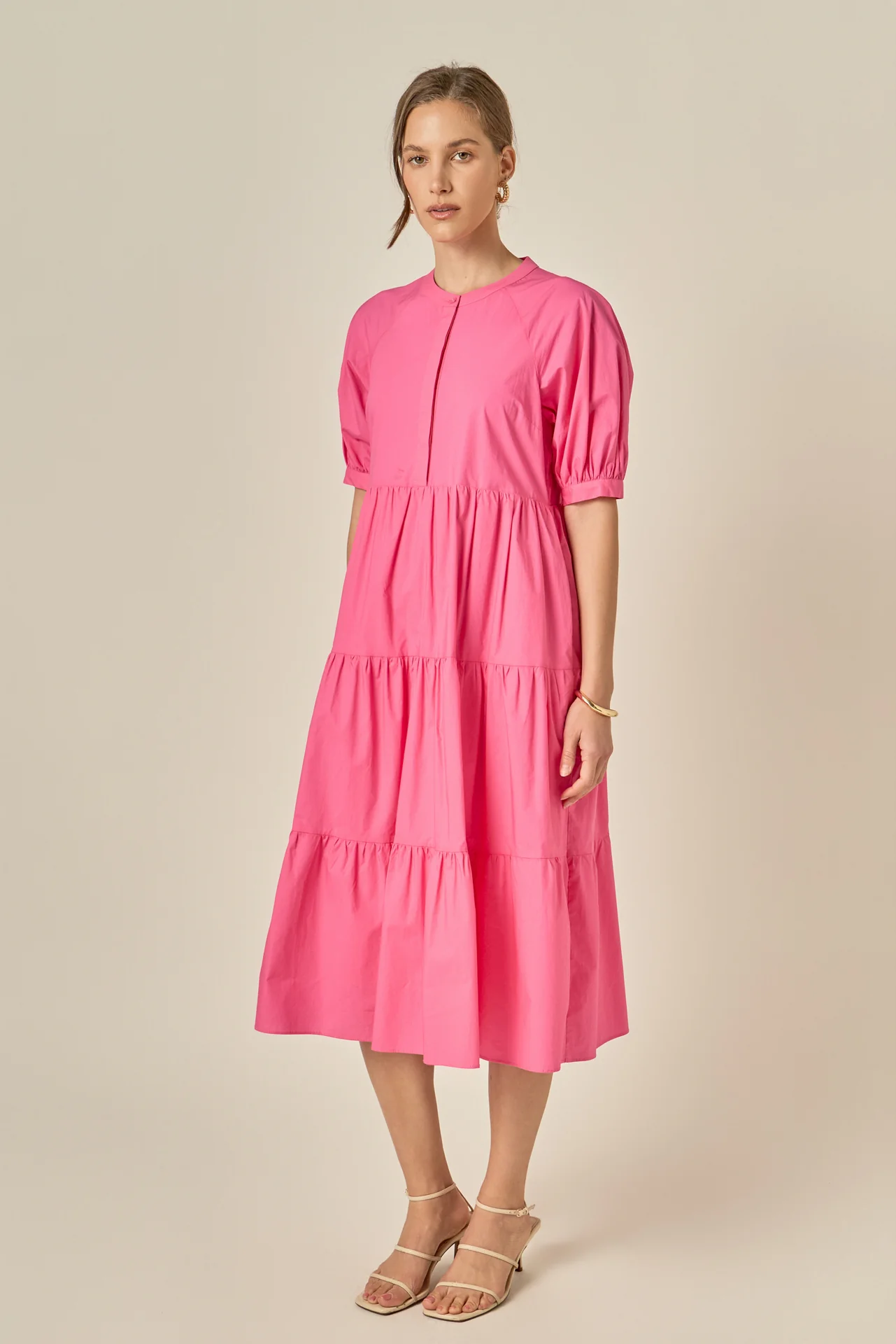 Short Puff Sleeve Midi Dress - Image 12