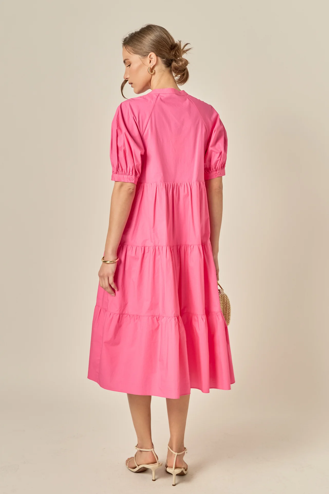 Short Puff Sleeve Midi Dress - Image 13