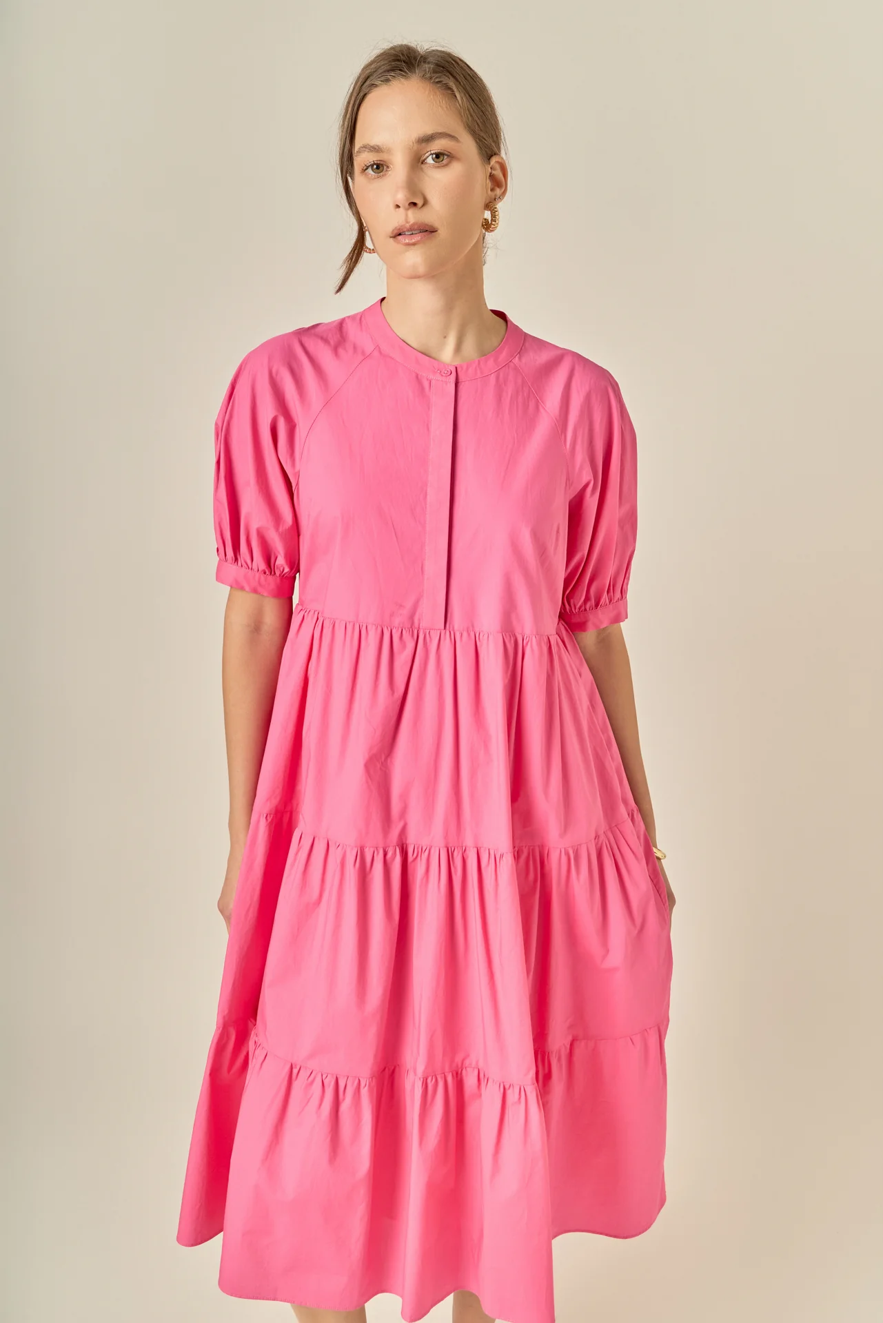 Short Puff Sleeve Midi Dress - Image 14
