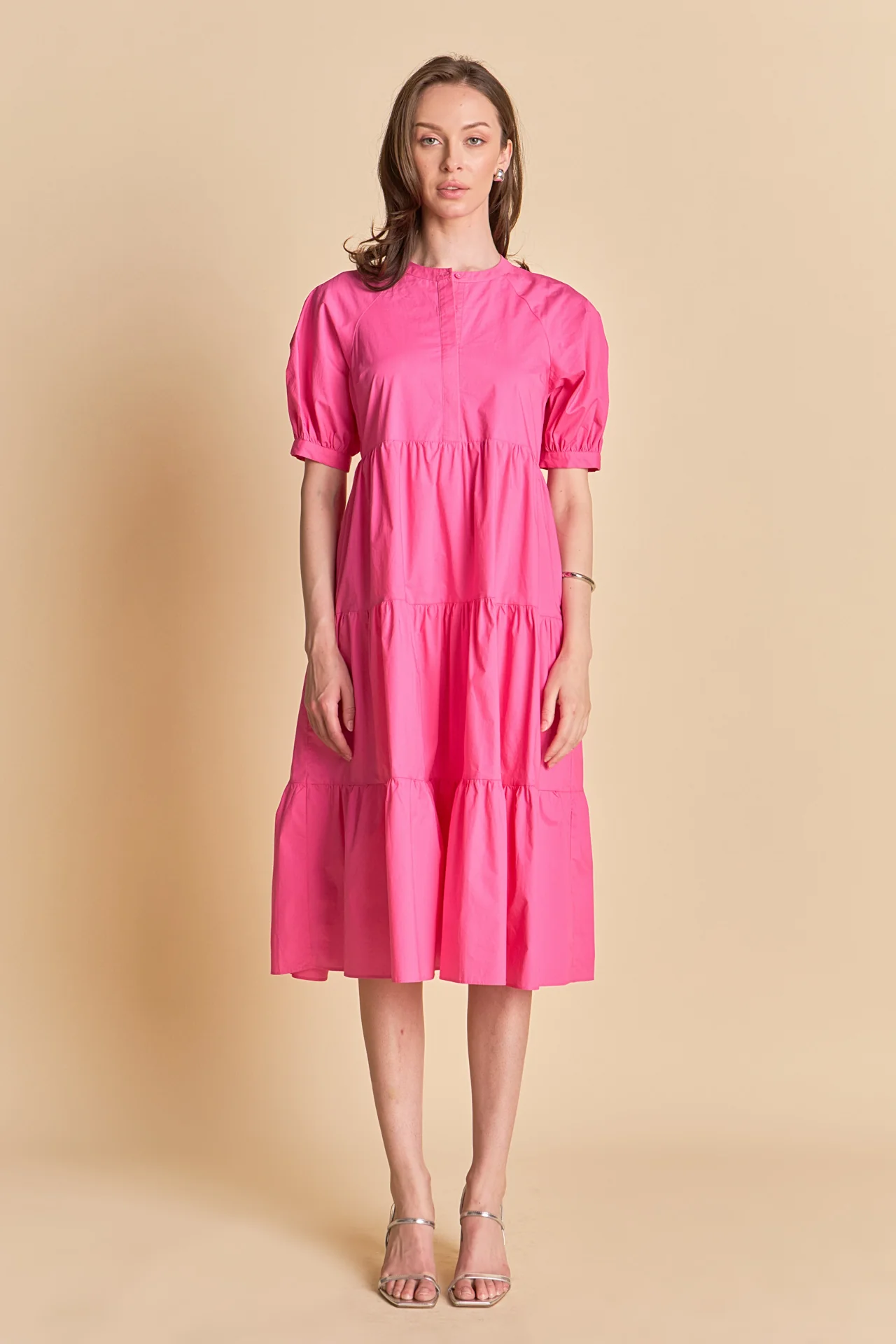 Short Puff Sleeve Midi Dress - Image 15