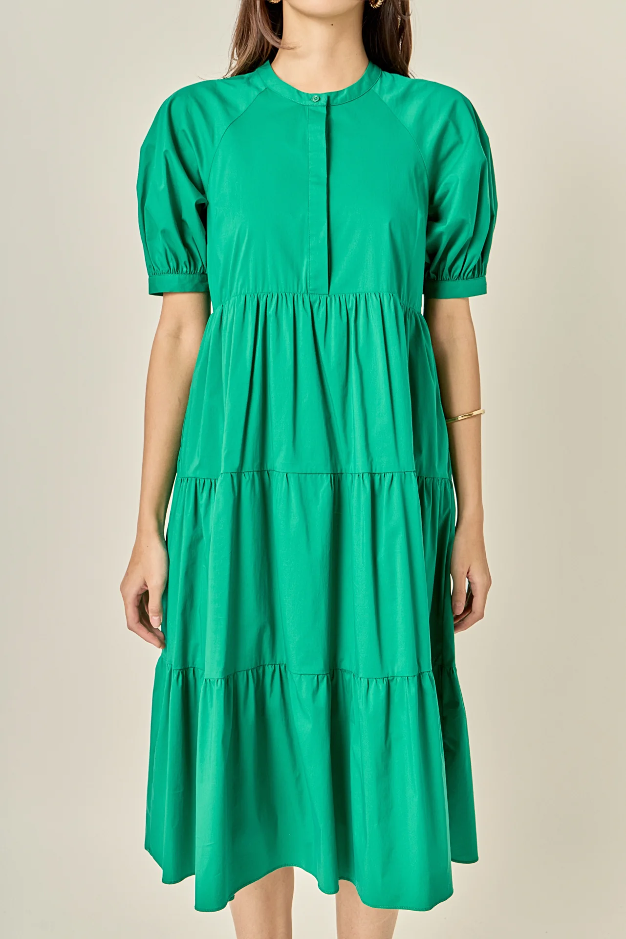 Short Puff Sleeve Midi Dress - Image 23