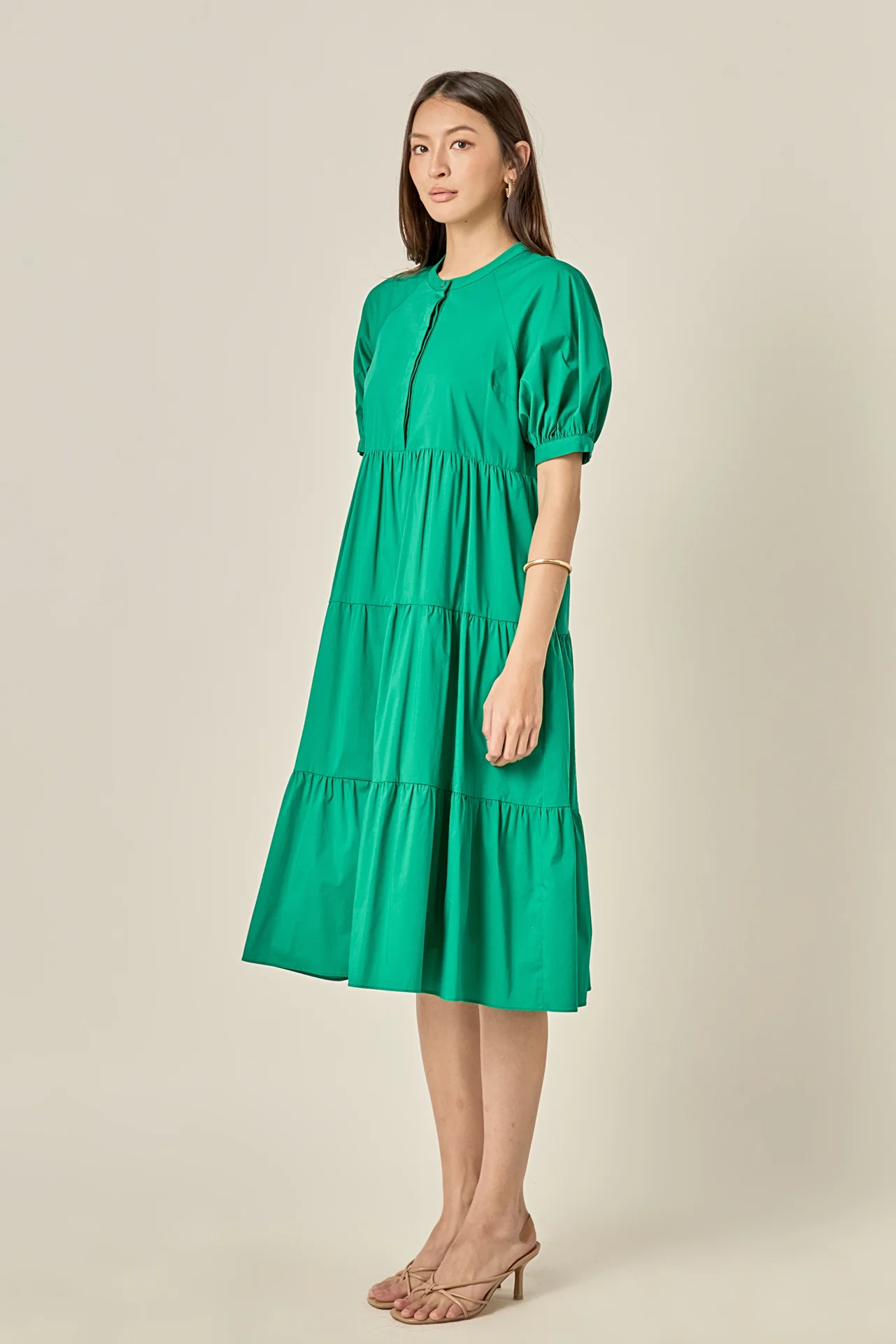 Short Puff Sleeve Midi Dress - Image 24