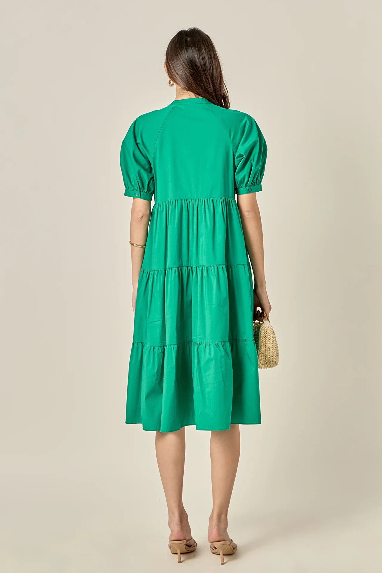 Short Puff Sleeve Midi Dress - Image 25
