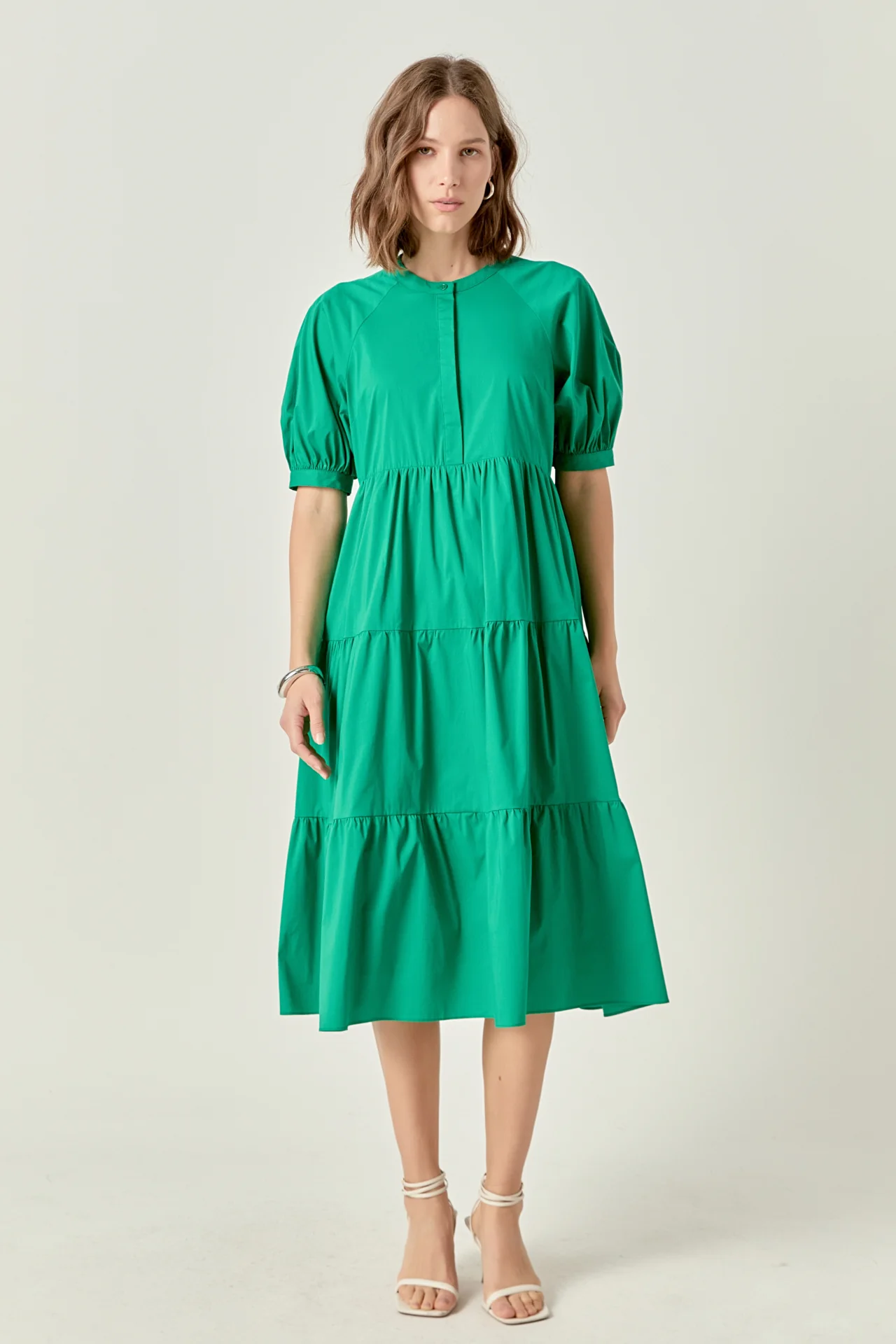 Short Puff Sleeve Midi Dress - Image 27