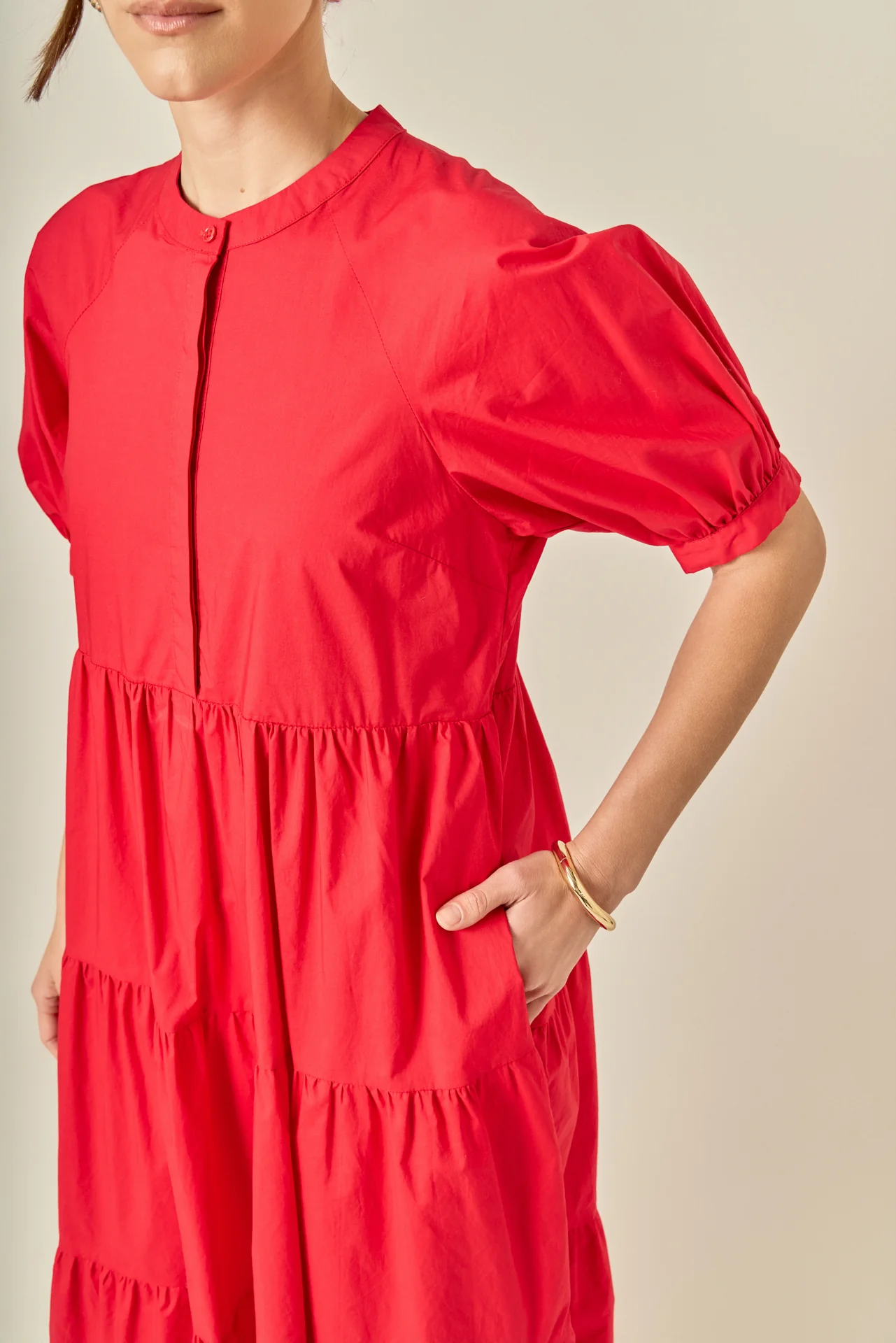 Short Puff Sleeve Midi Dress - Image 3