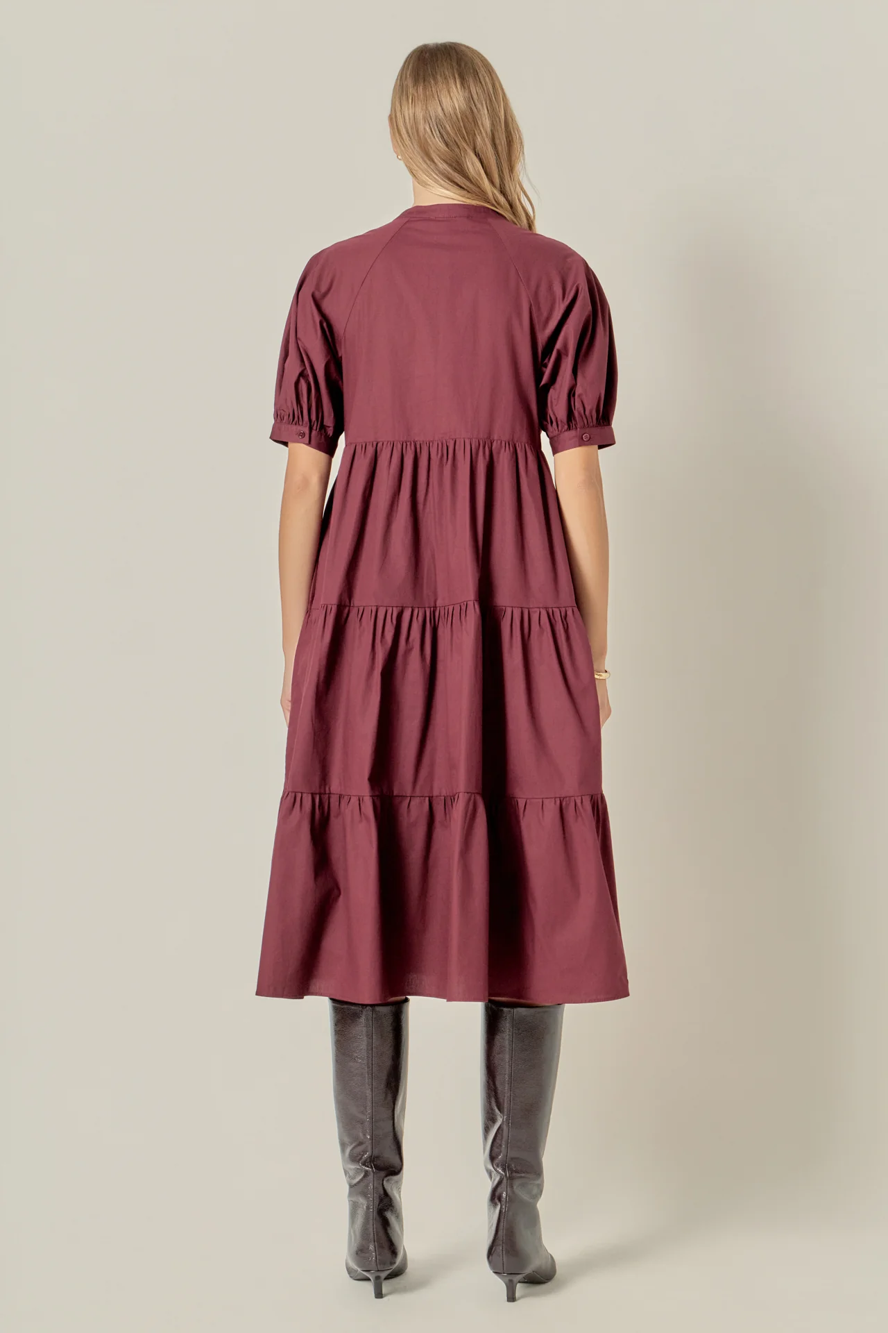 Short Puff Sleeve Midi Dress - Image 31