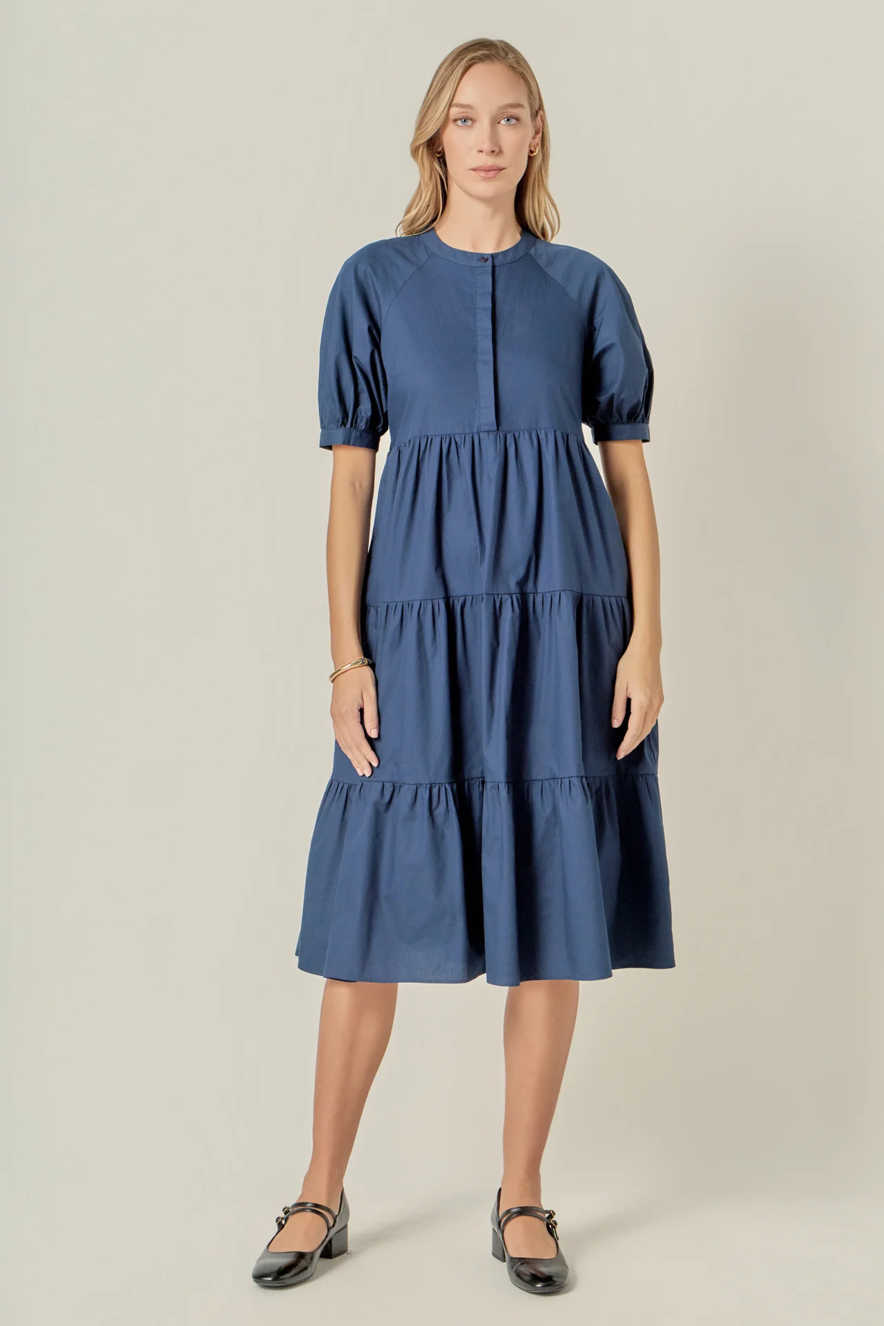Short Puff Sleeve Midi Dress - Image 33