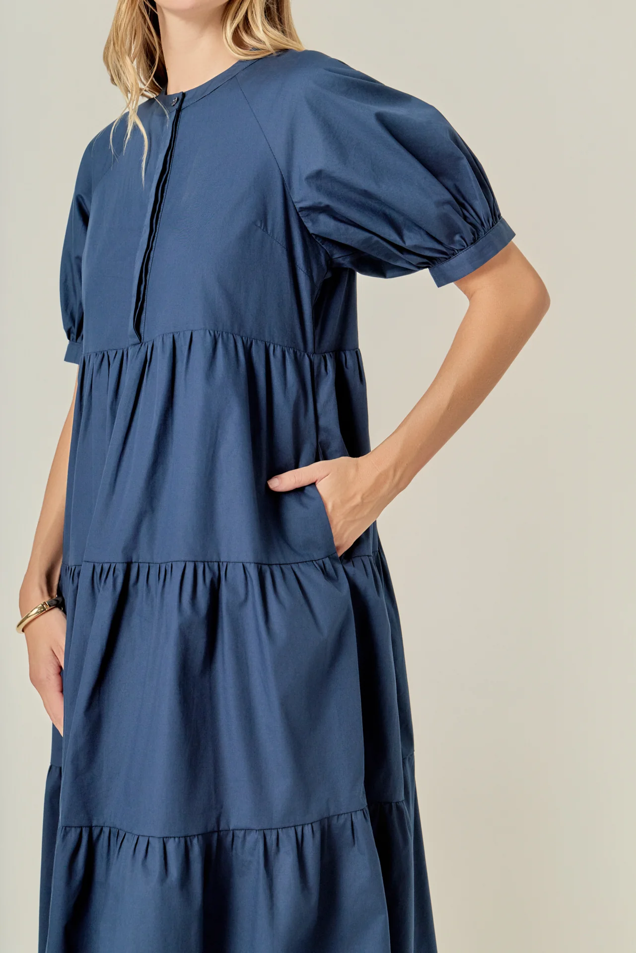 Short Puff Sleeve Midi Dress - Image 34