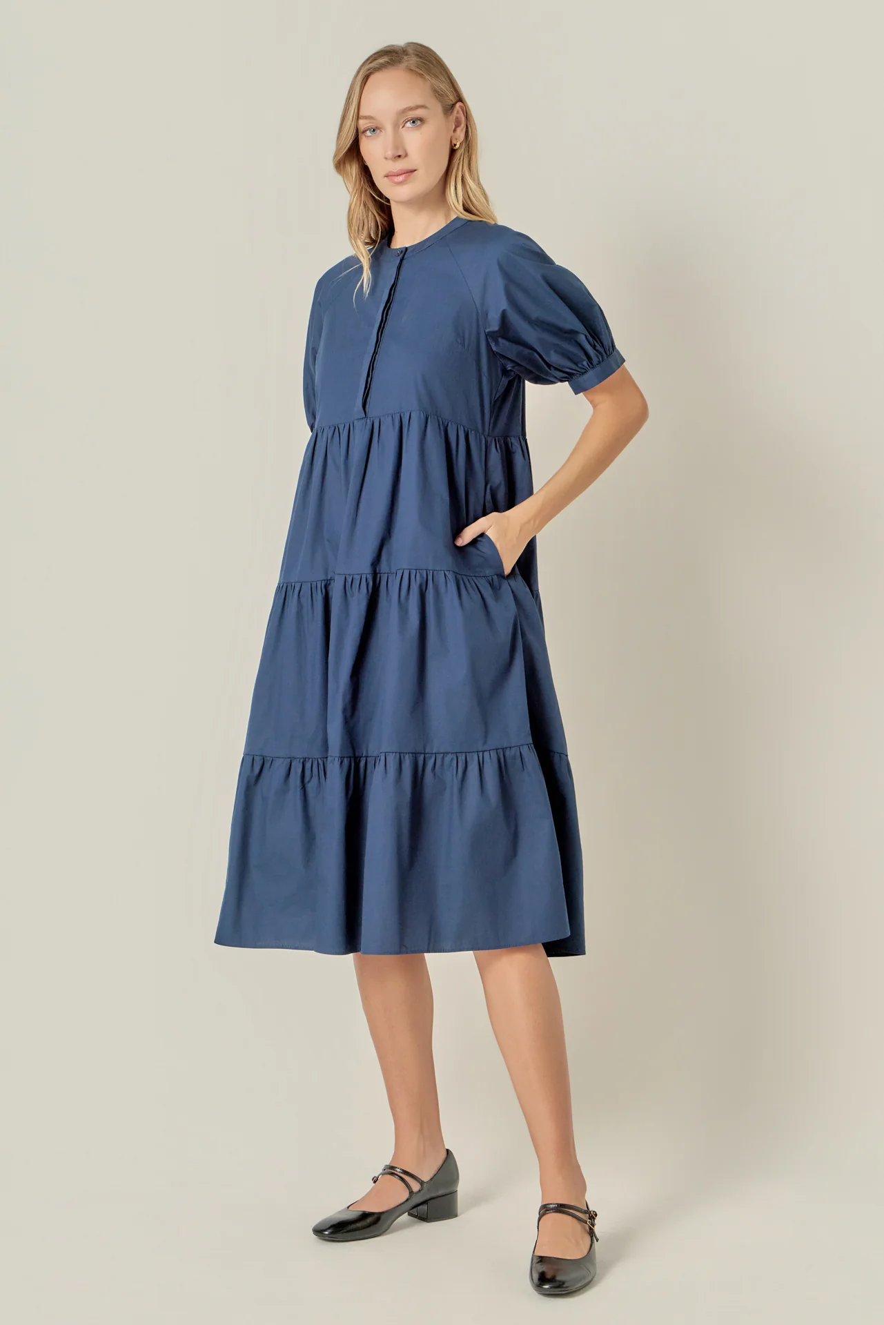 Short Puff Sleeve Midi Dress - Image 35