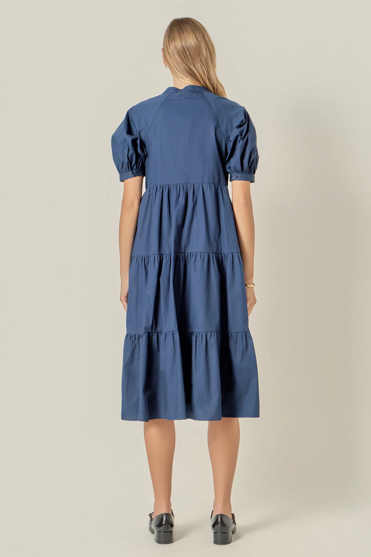Short Puff Sleeve Midi Dress - Image 36