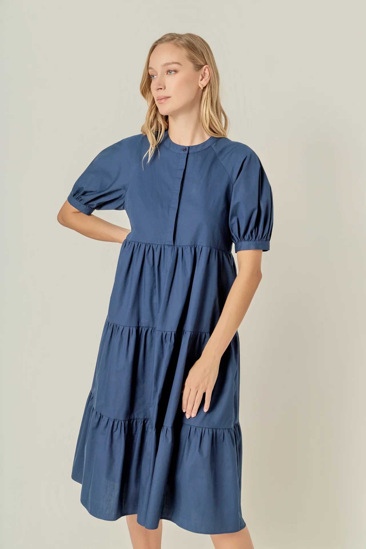 Short Puff Sleeve Midi Dress - Image 37