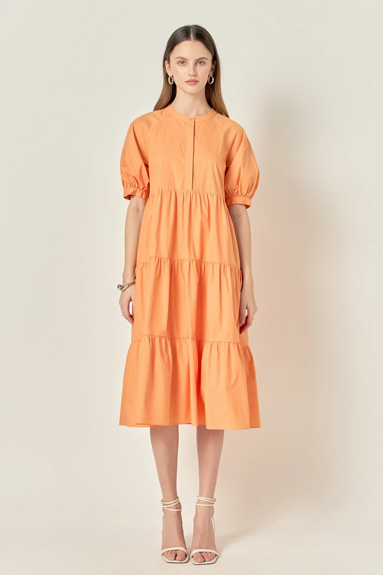 Short Puff Sleeve Midi Dress - Image 38