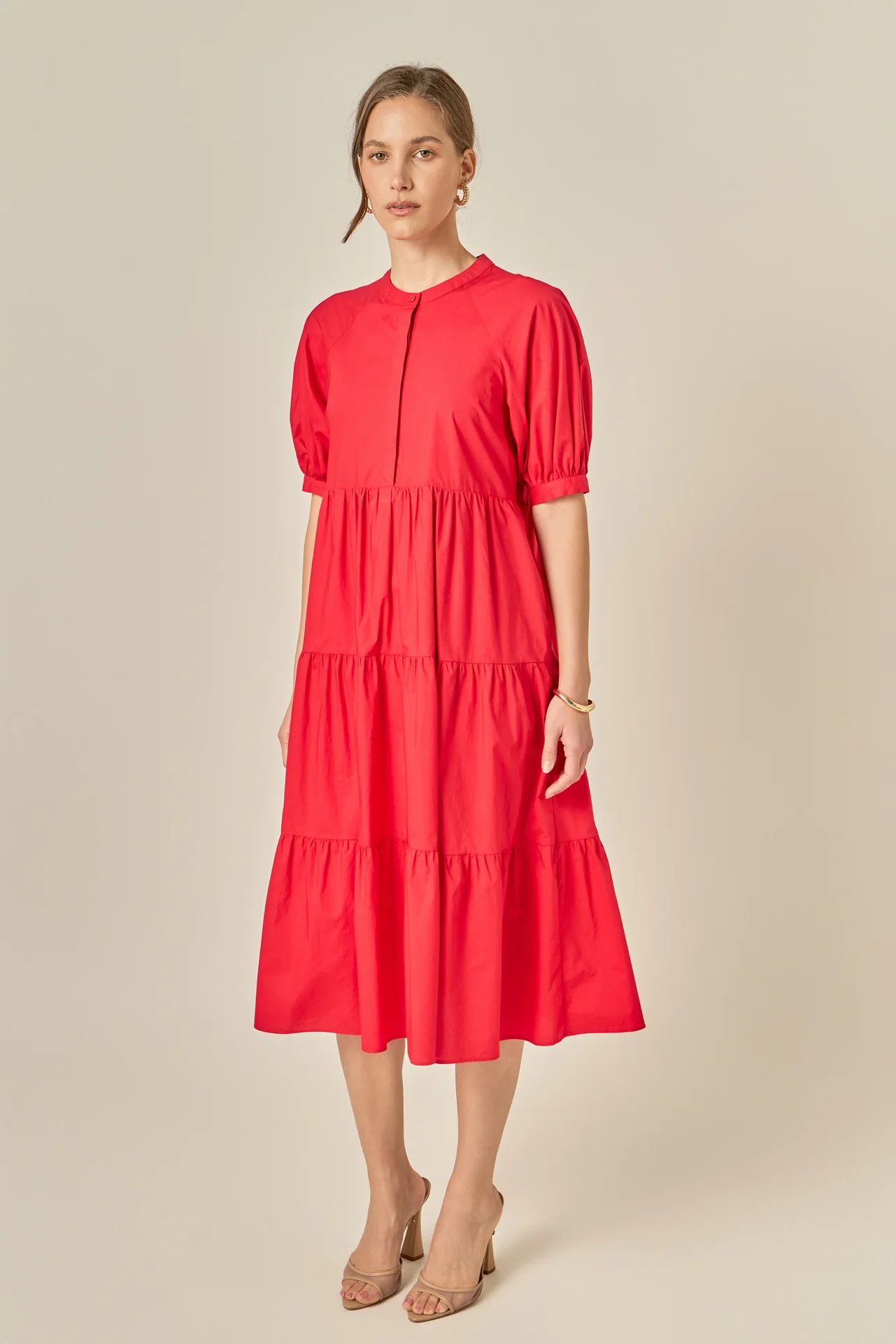 Short Puff Sleeve Midi Dress - Image 4