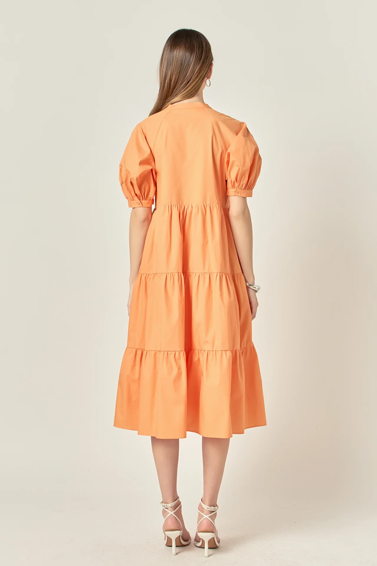 Short Puff Sleeve Midi Dress - Image 41