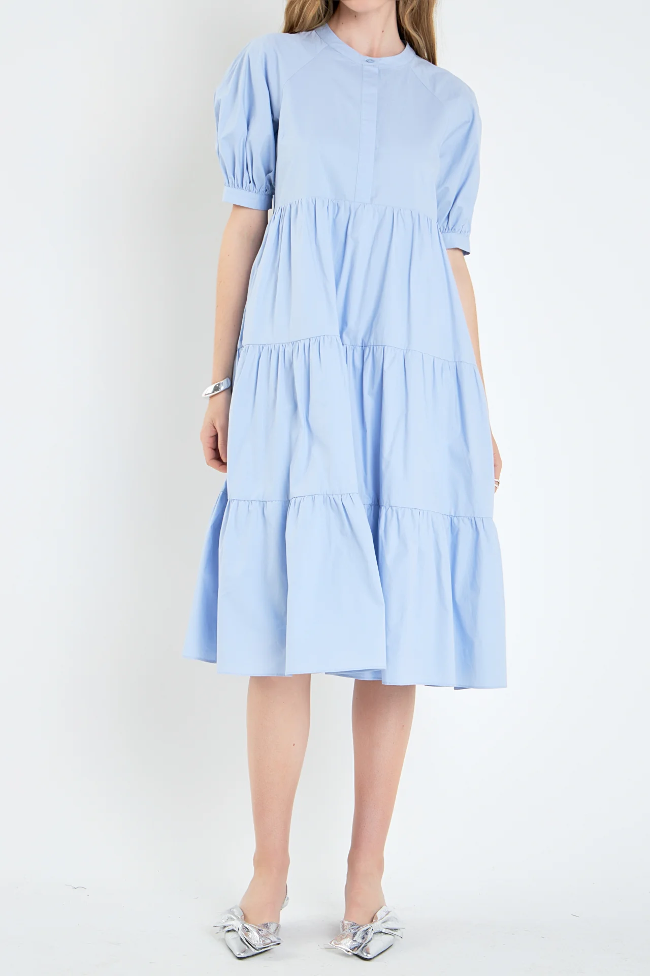 Short Puff Sleeve Midi Dress - Image 44