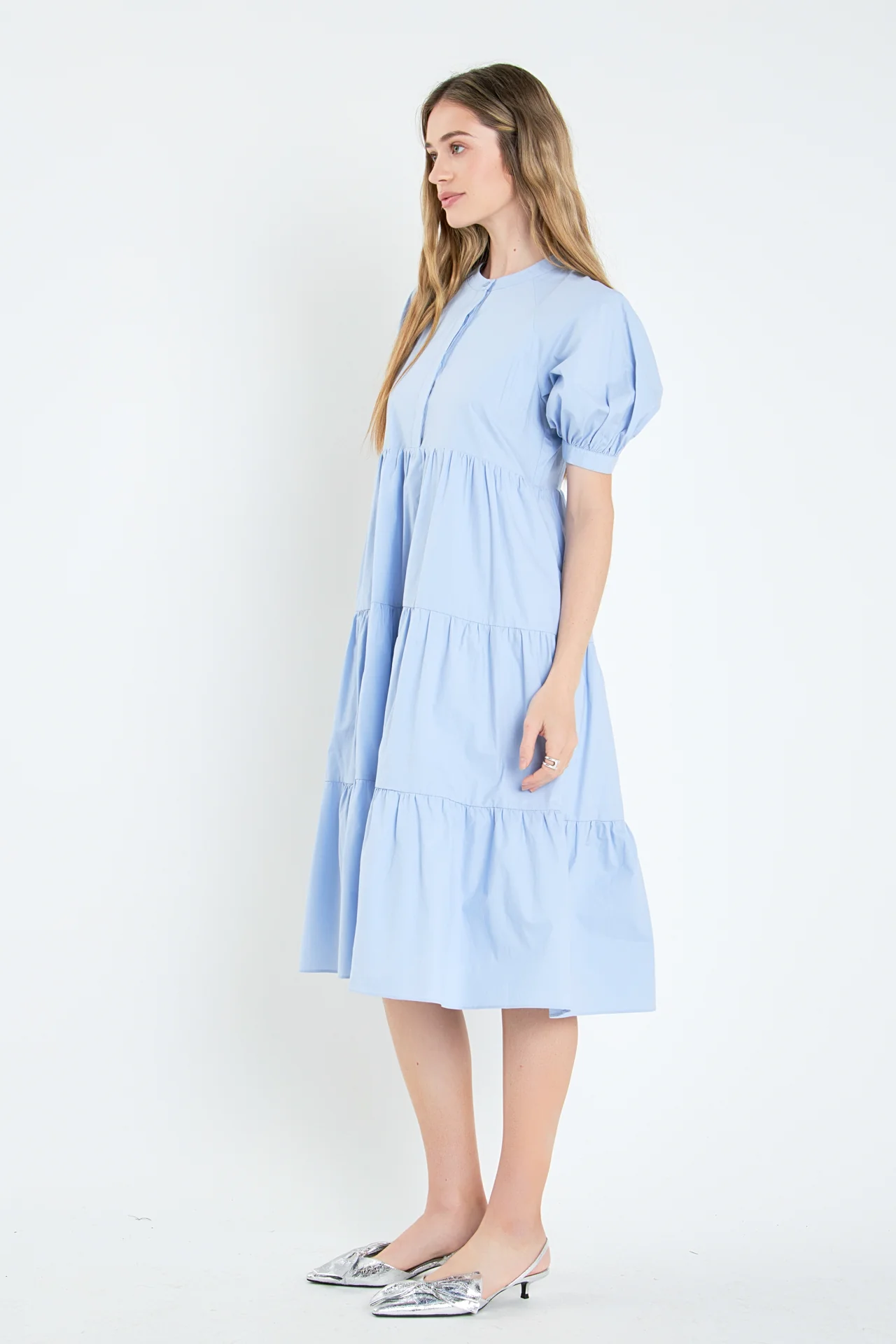 Short Puff Sleeve Midi Dress - Image 45