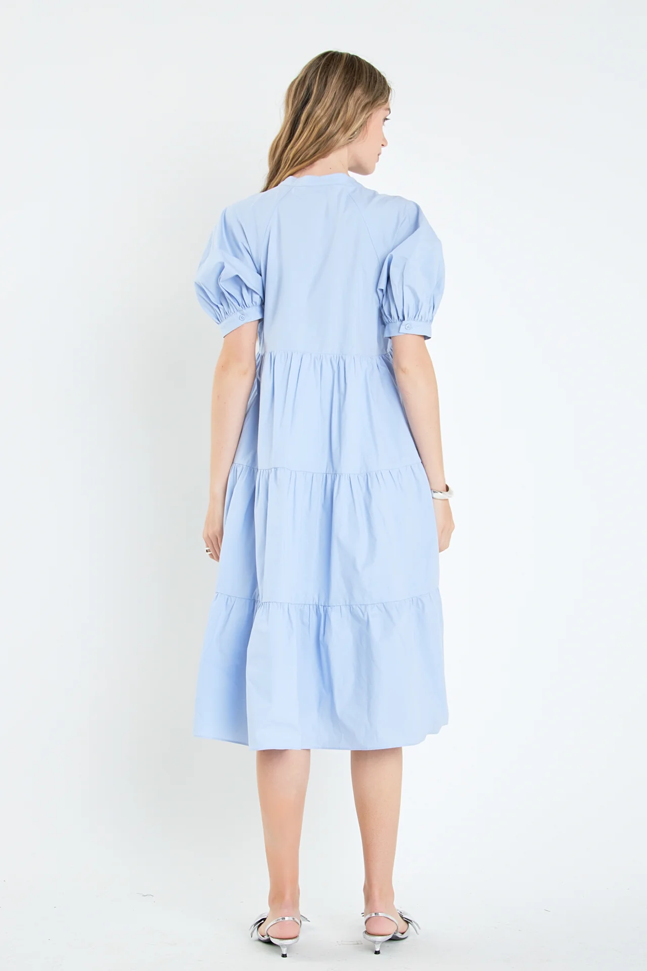 Short Puff Sleeve Midi Dress - Image 46