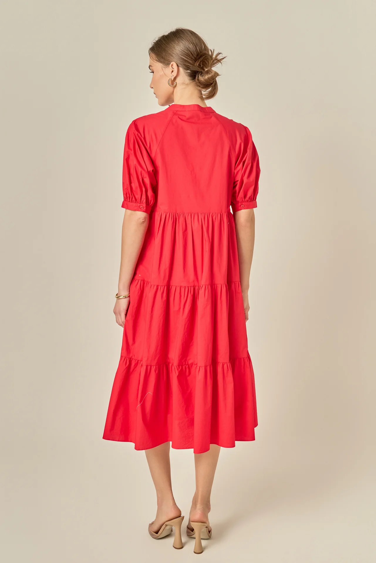 Short Puff Sleeve Midi Dress - Image 5