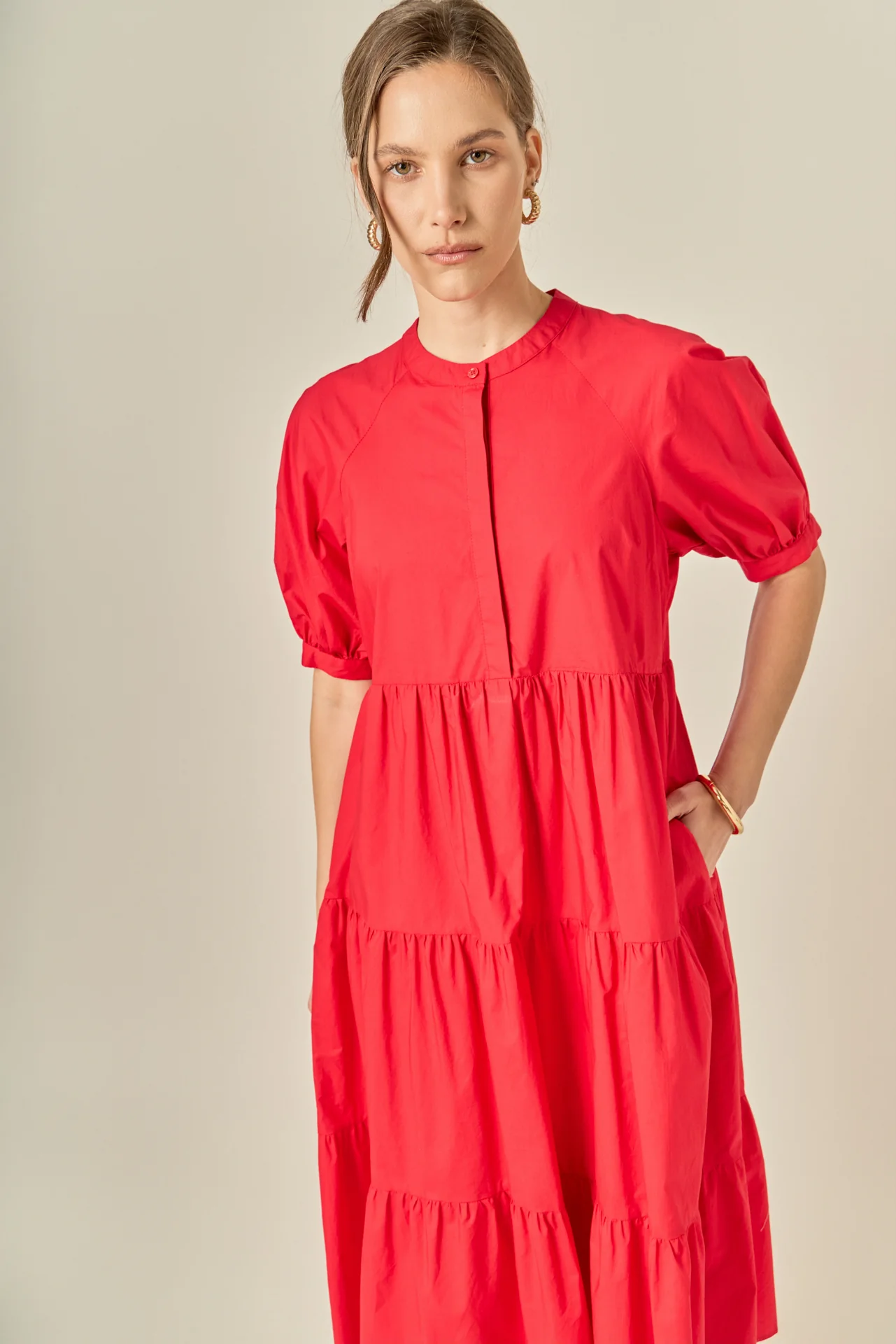 Short Puff Sleeve Midi Dress - Image 6