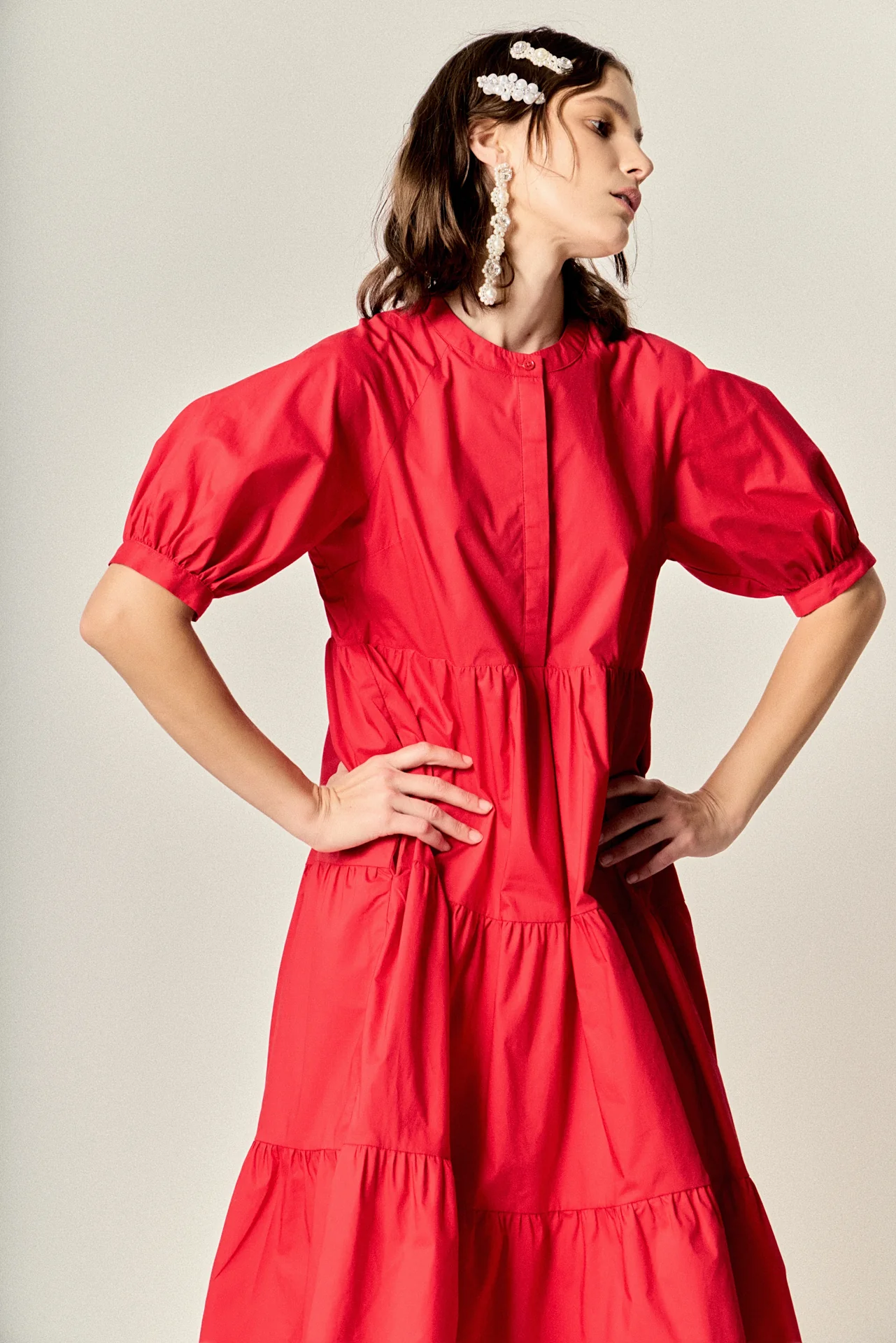 Short Puff Sleeve Midi Dress - Image 7