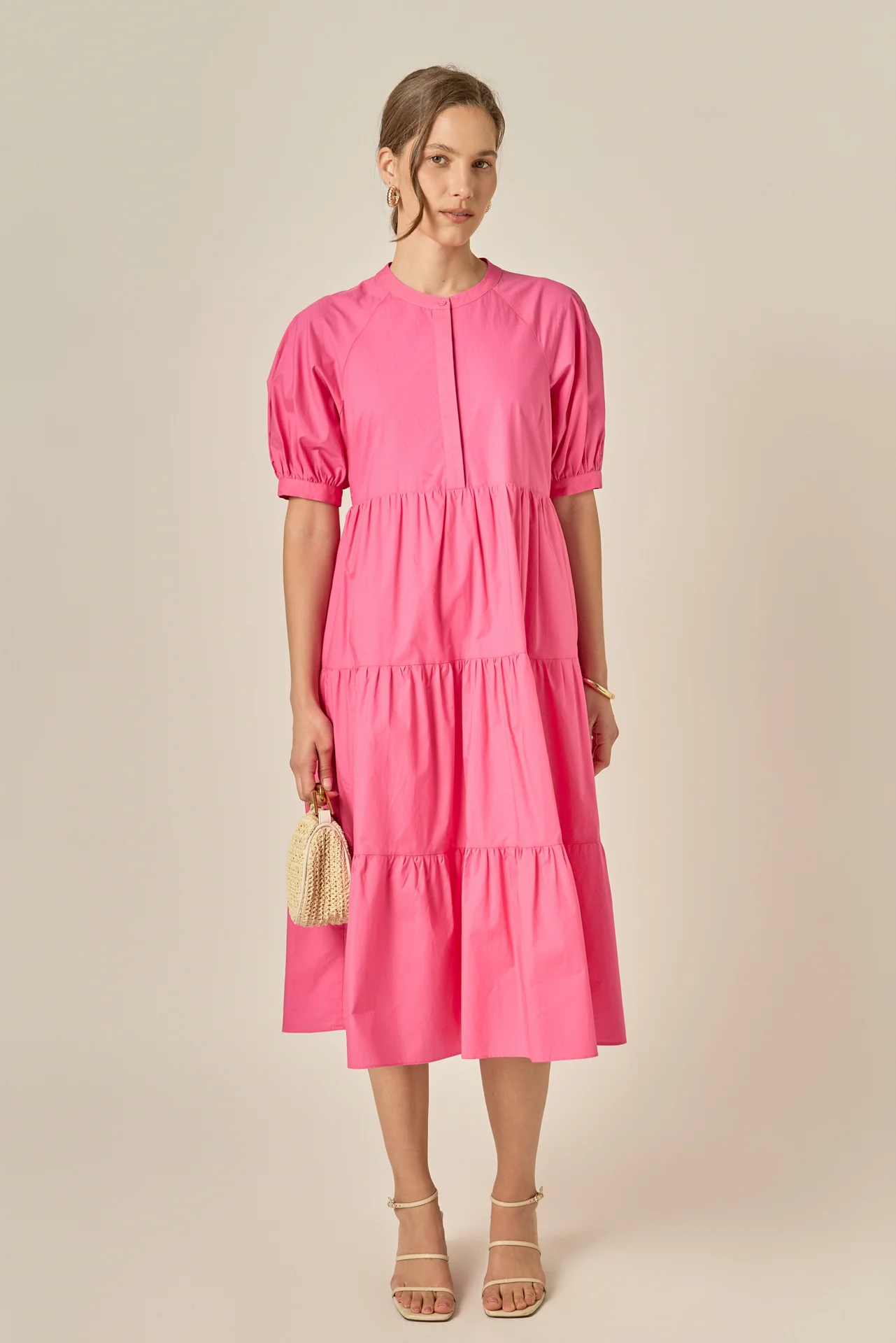 Short Puff Sleeve Midi Dress - Image 9