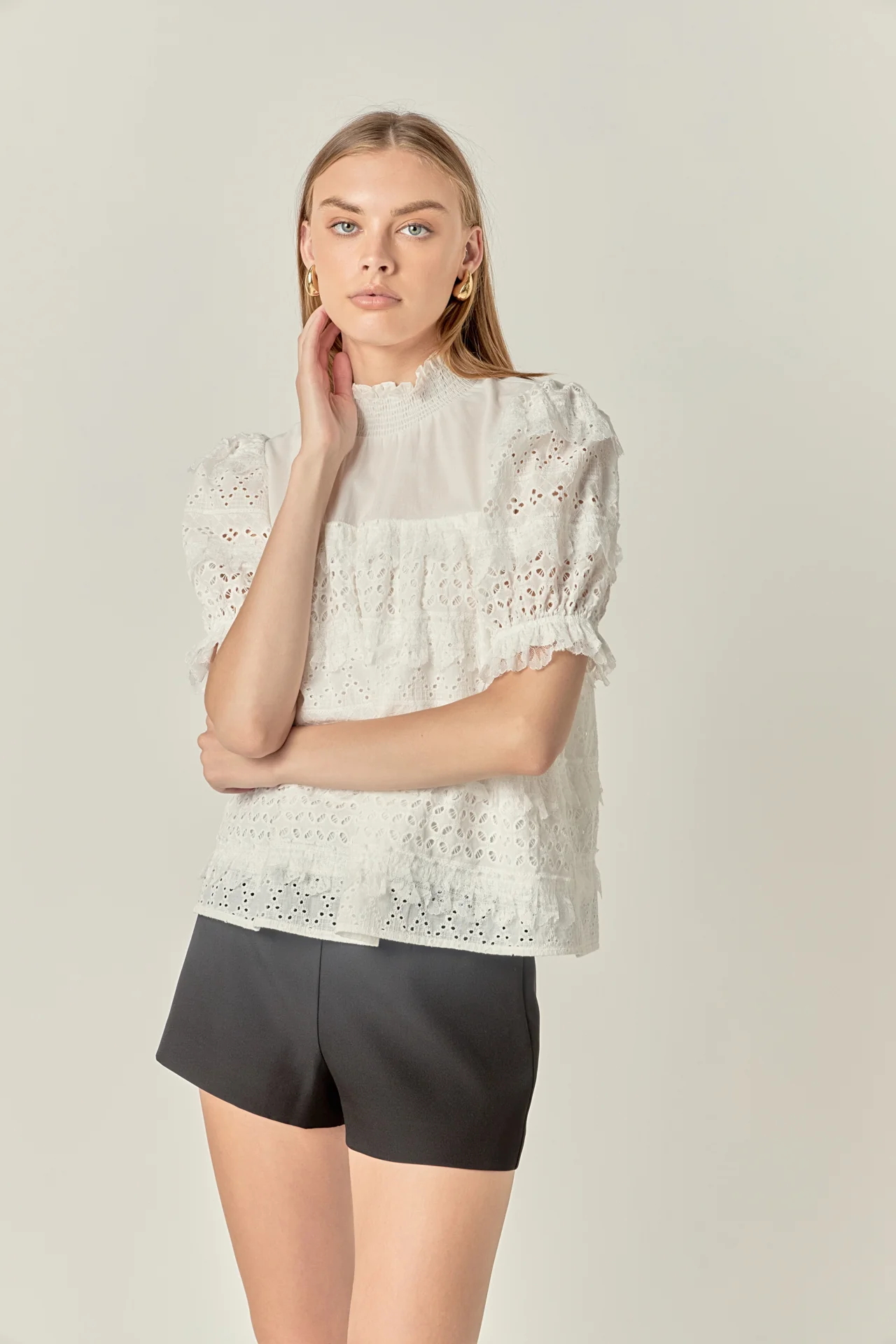 Short Sleeve Lace Babydoll Top - Image 5