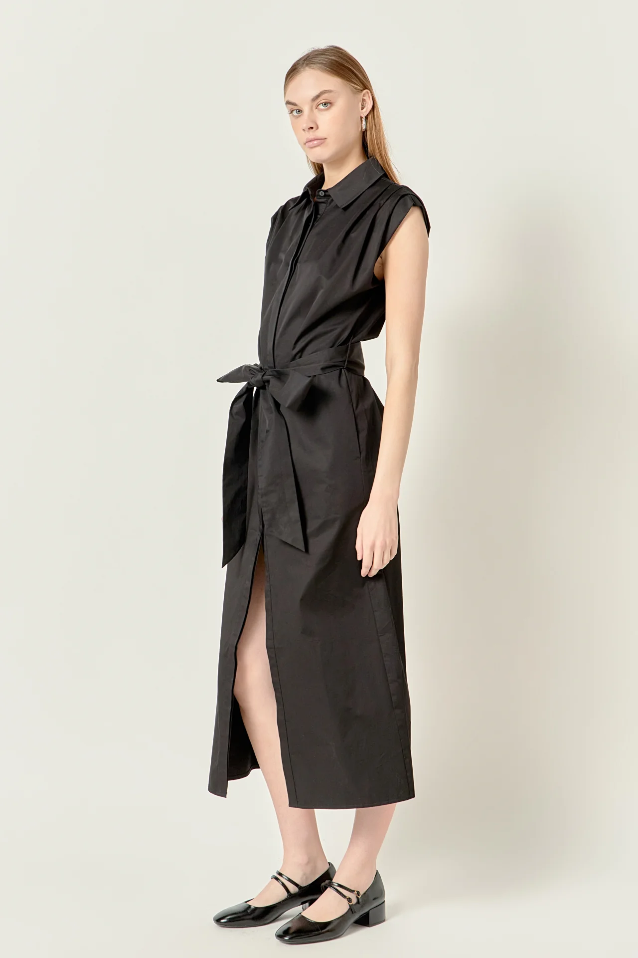 Sable Shoulder Pleated Button-Up Dress - Image 3