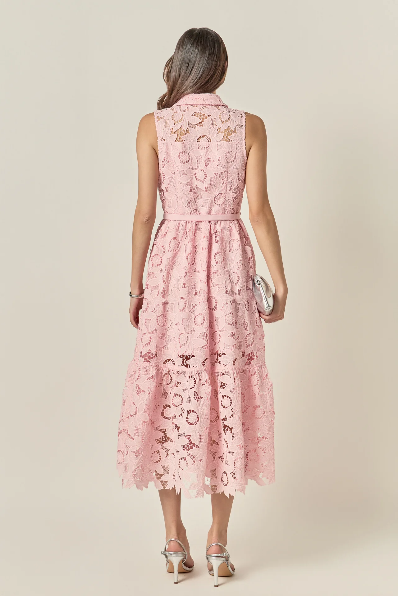 Lace Button-Front Sleeveless Midi Dress - Image 11