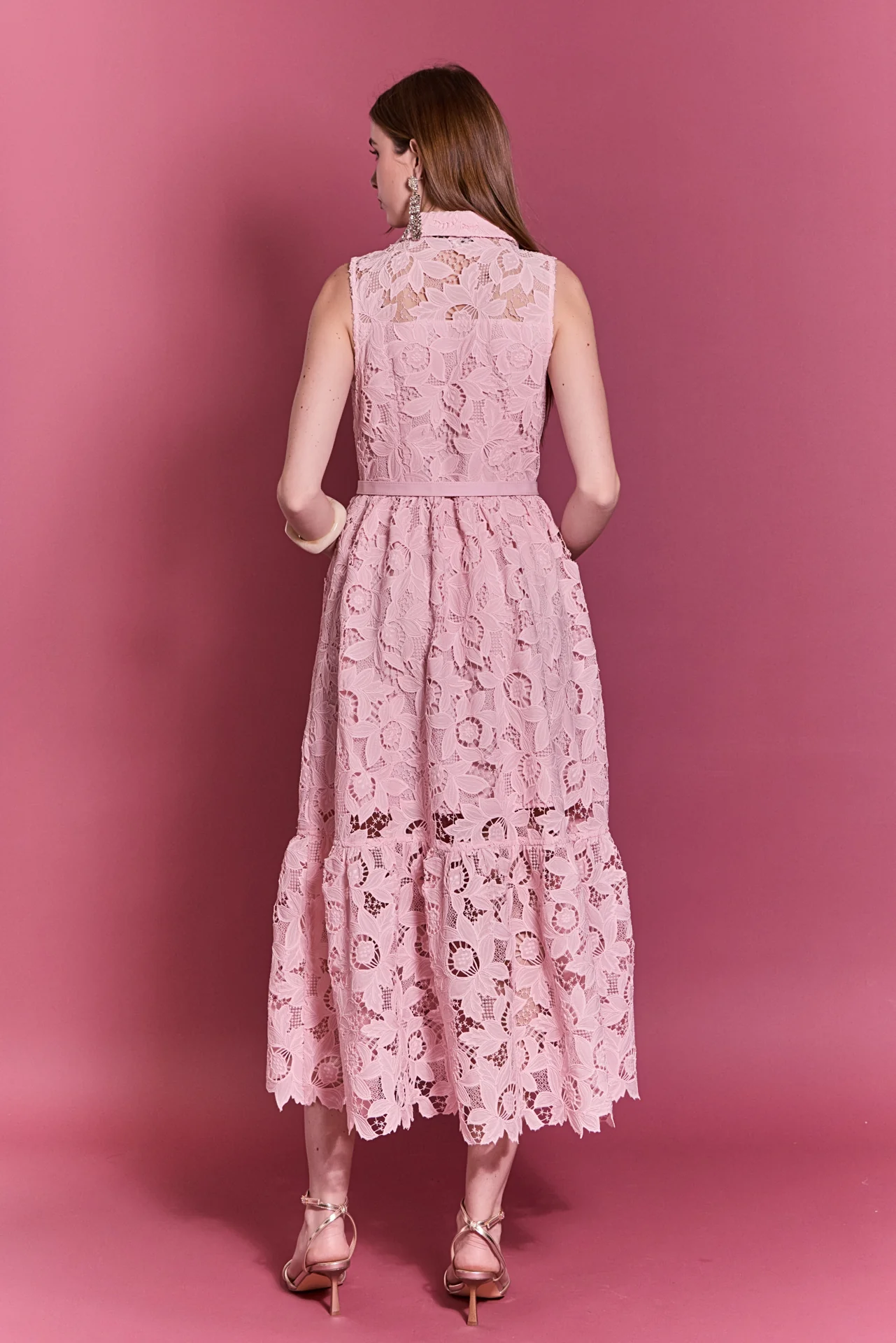 Lace Button-Front Sleeveless Midi Dress - Image 5