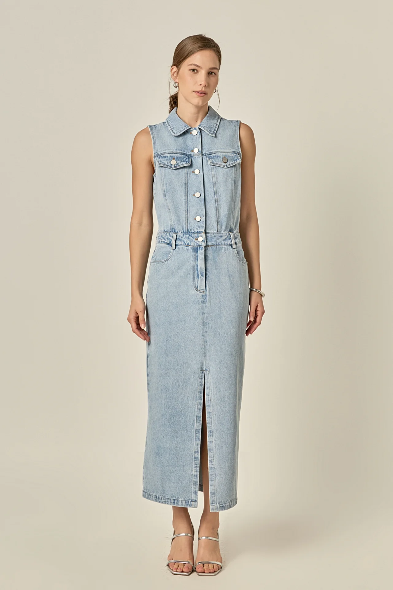 Sleeveless Maxi Denim Dress - Image 6