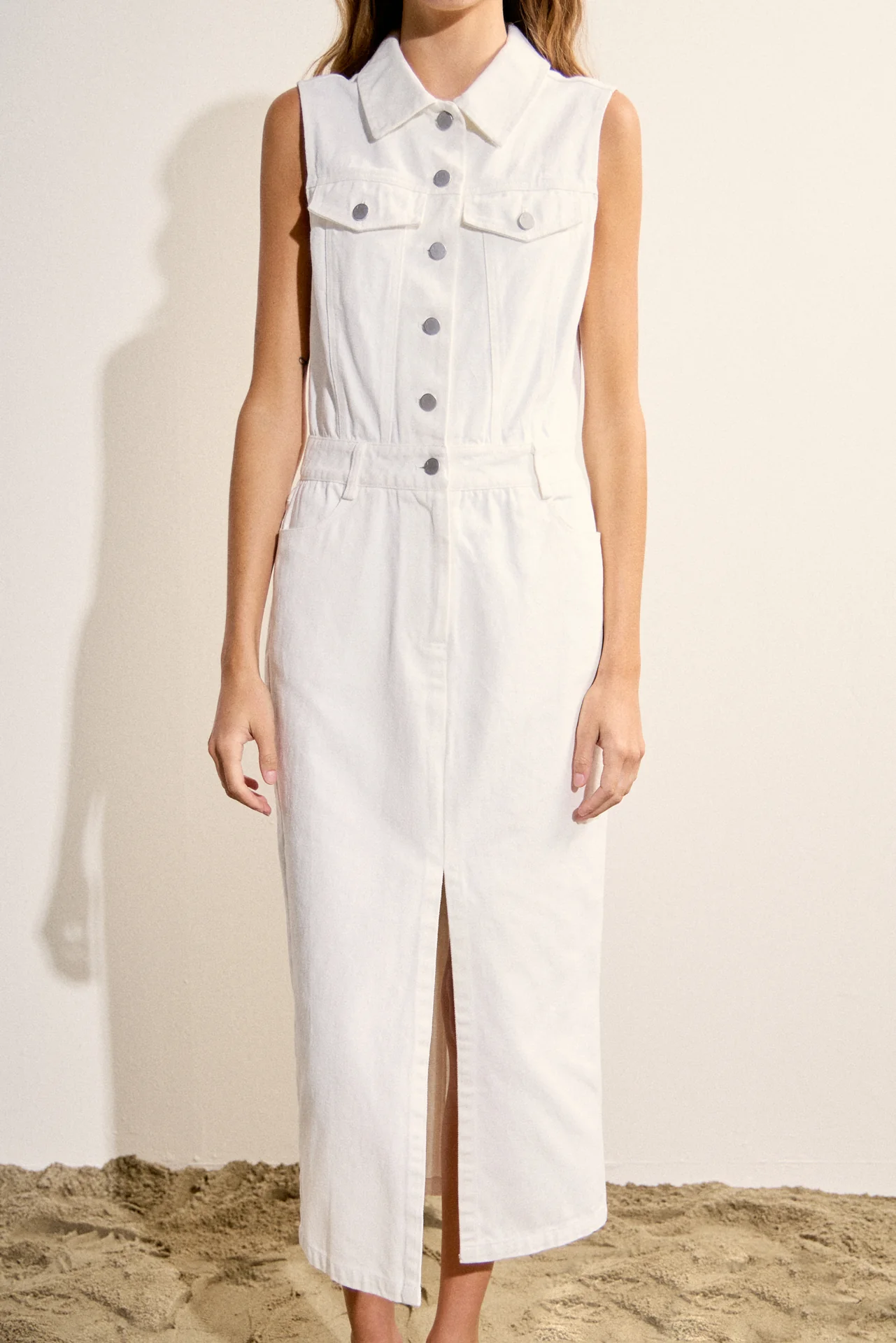 Sleeveless Maxi Denim Dress - Image 9