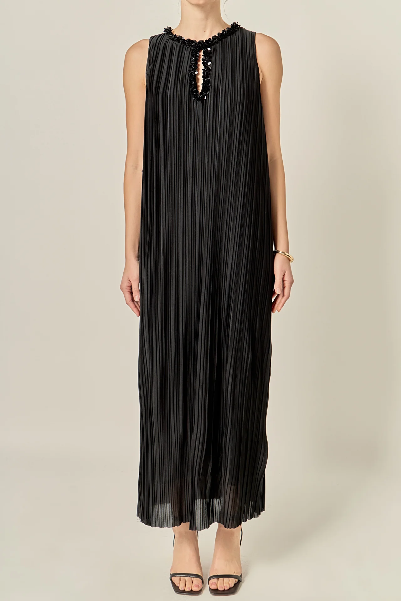 Sequin Keyhole Pleated Midi Dress - Image 2