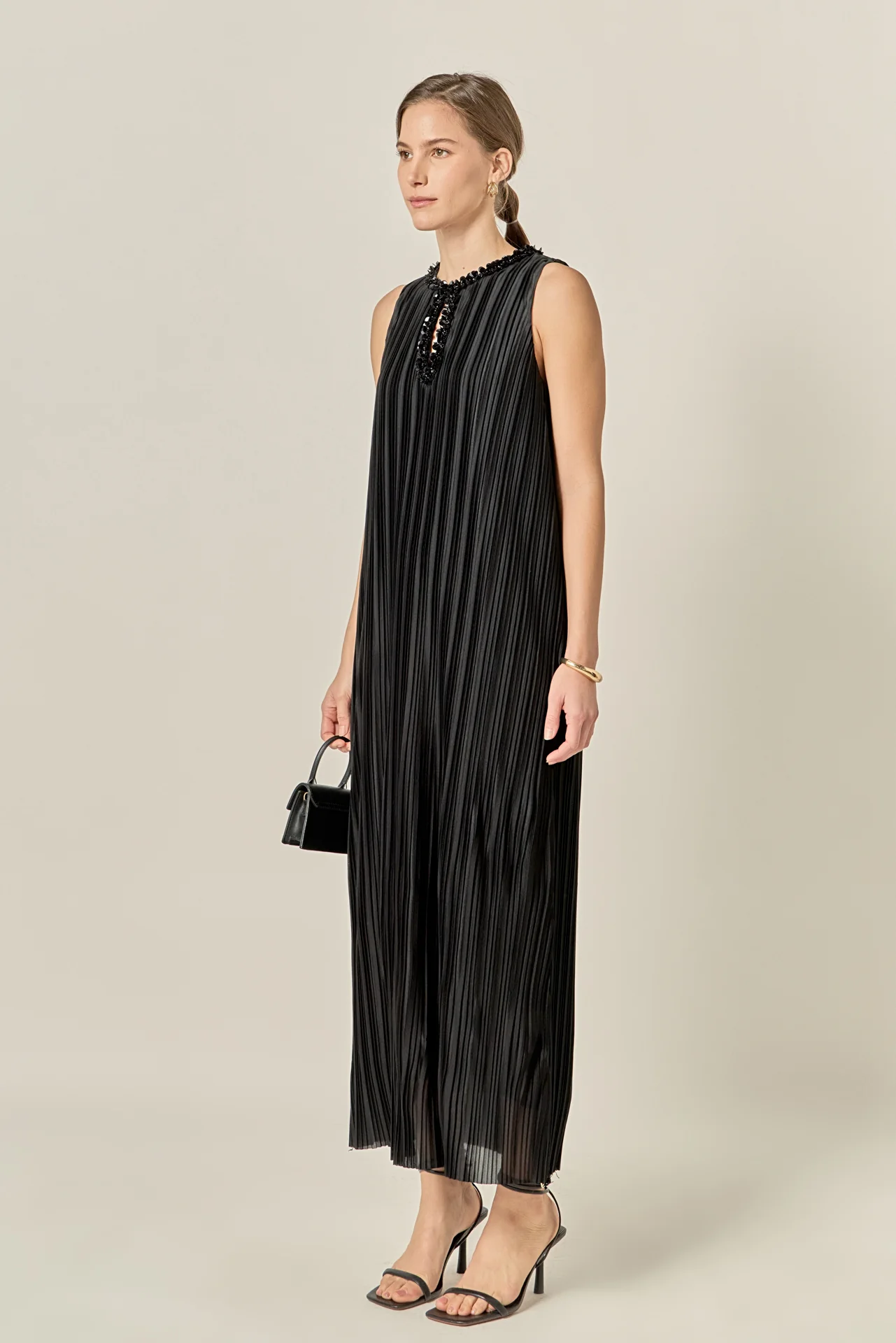 Sequin Keyhole Pleated Midi Dress - Image 4