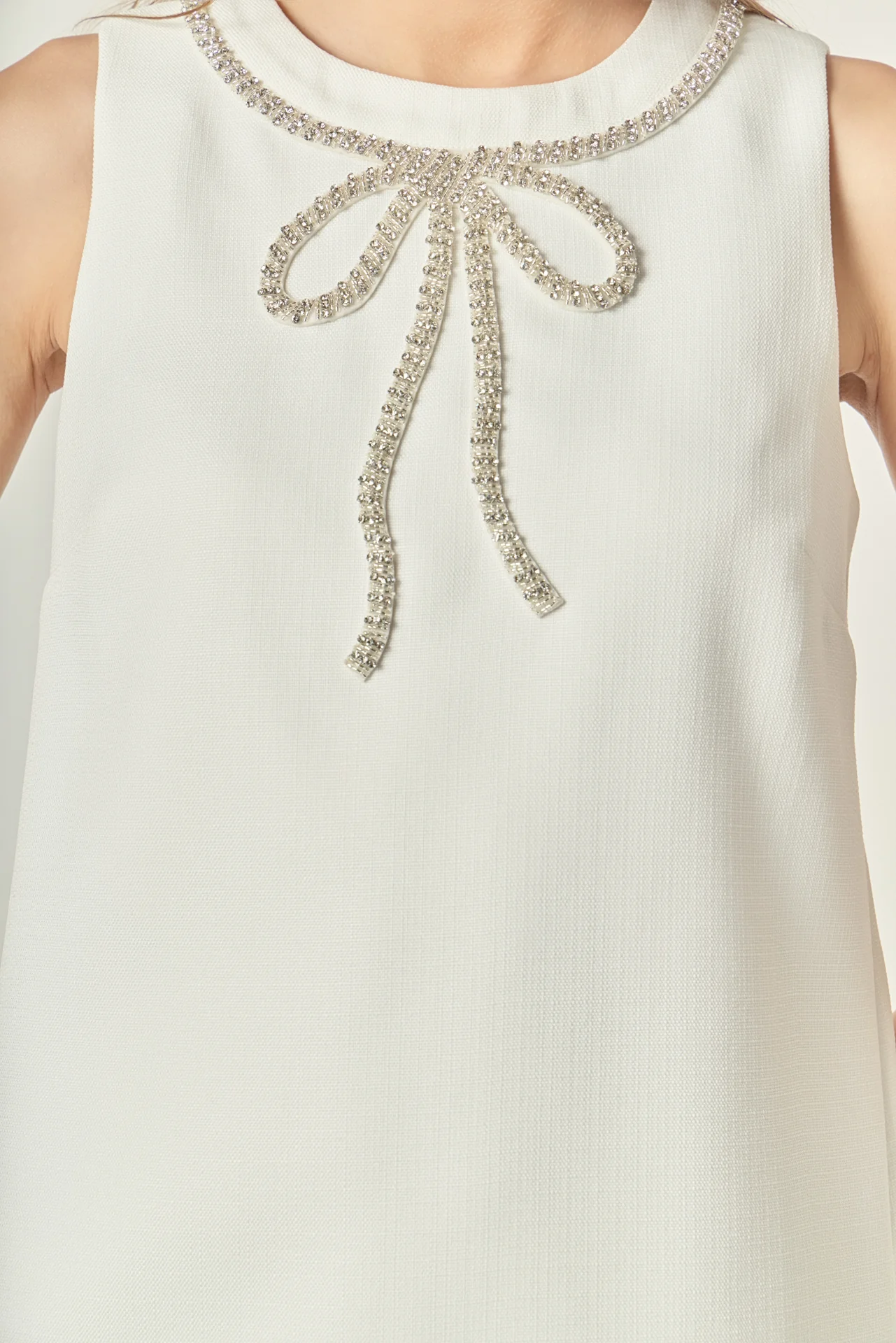 Rhinestone Bow Embellished Mini Dress - Image 2