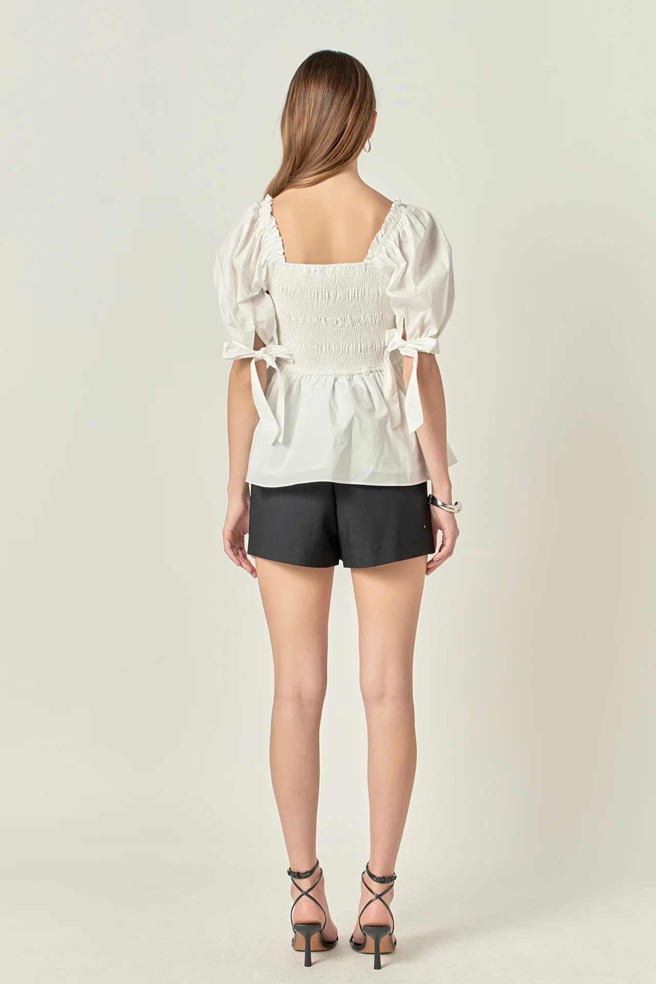 Bow Puff Sleeve Peplum Top - Image 4